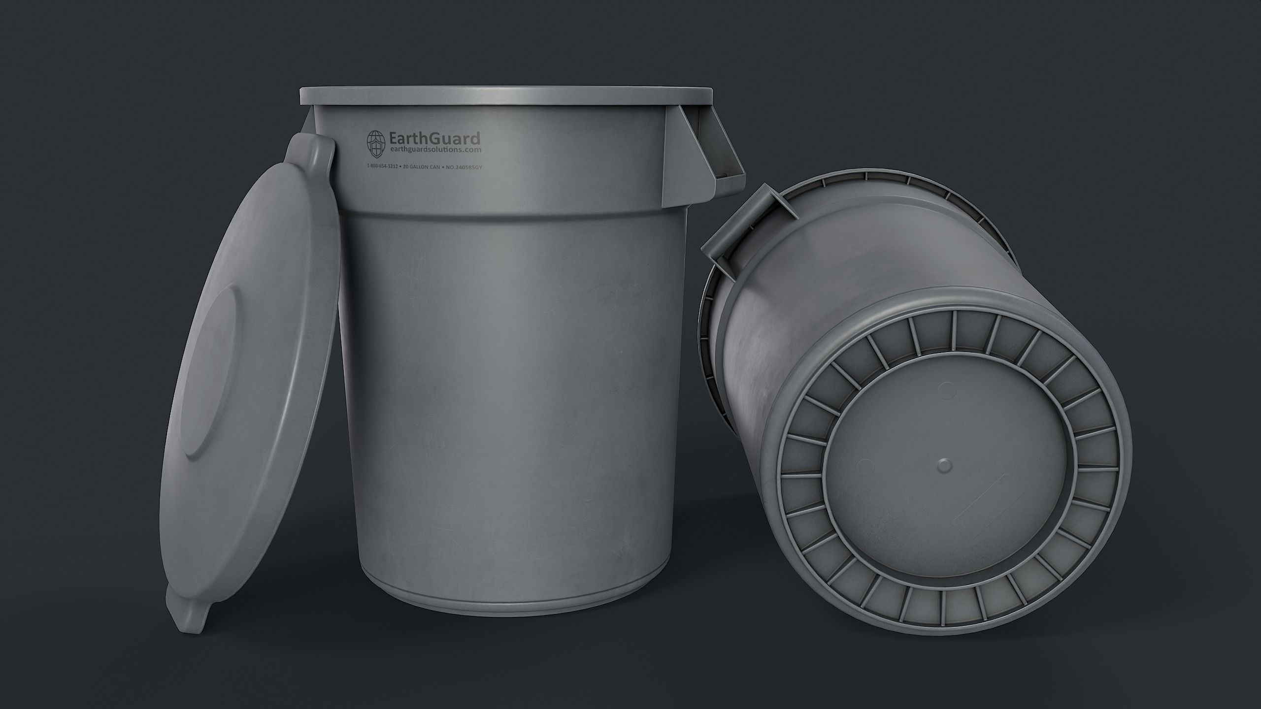 Street Trash Can 39 PBR Game Ready Low-poly 3D model_1