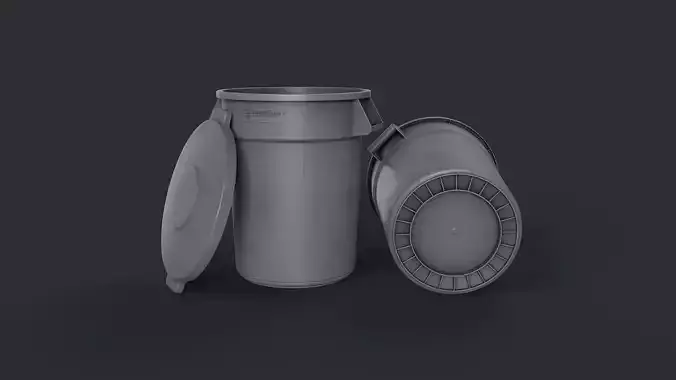 Street Trash Can 39 PBR Game Ready Low-poly 3D model