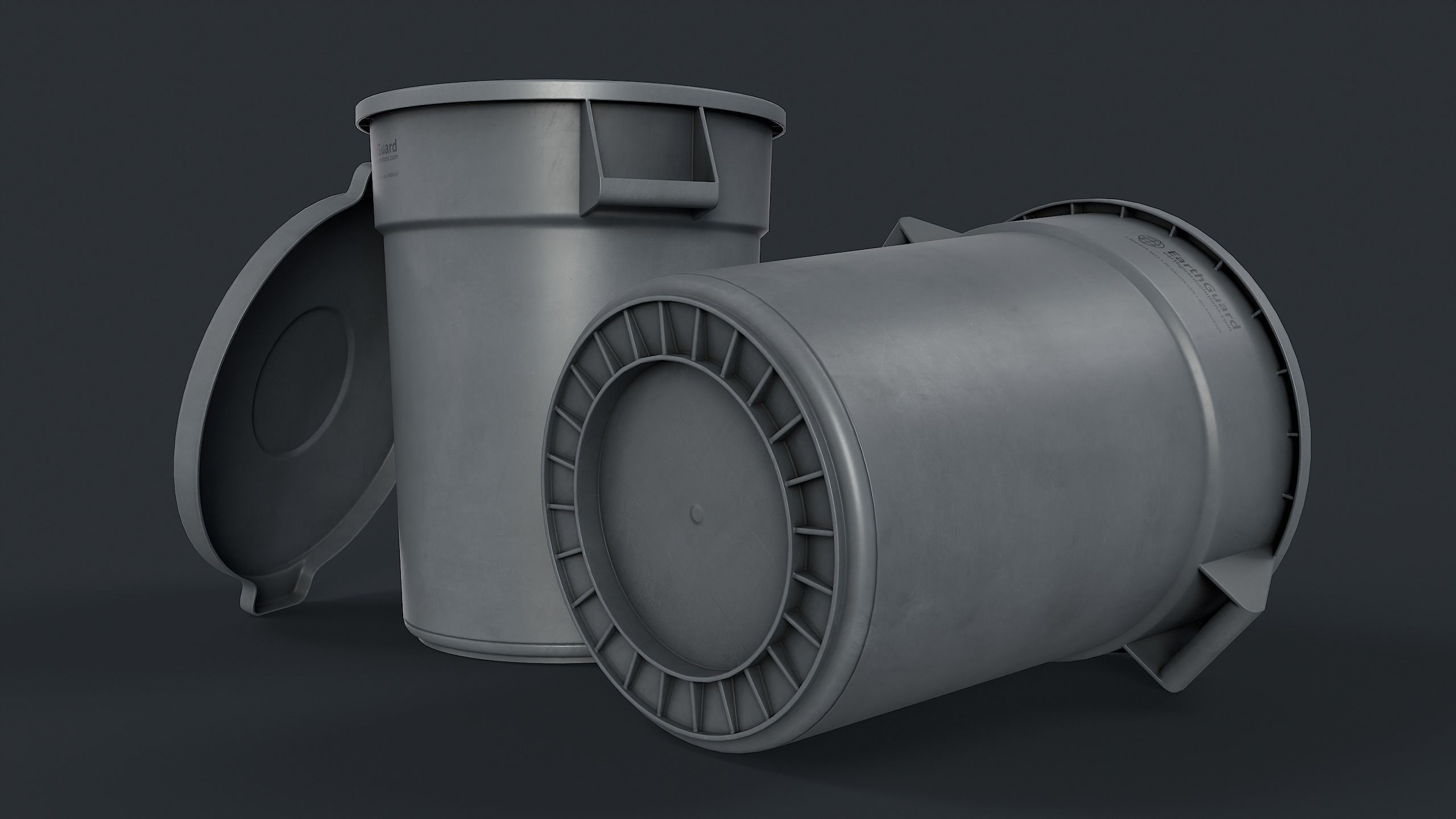 Street Trash Can 39 PBR Game Ready Low-poly 3D model_3