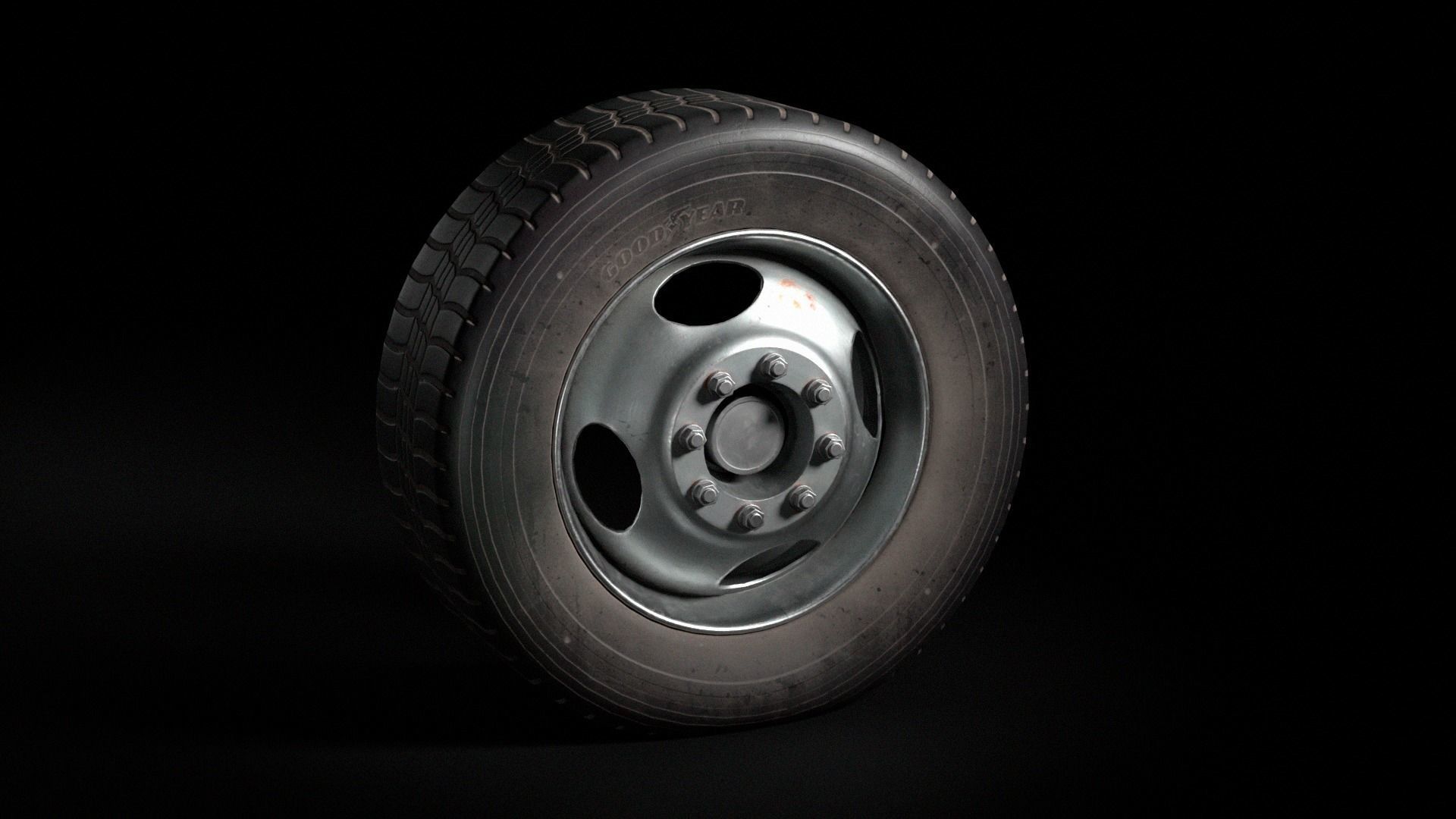 Old Wheel Low-poly 3D model_1