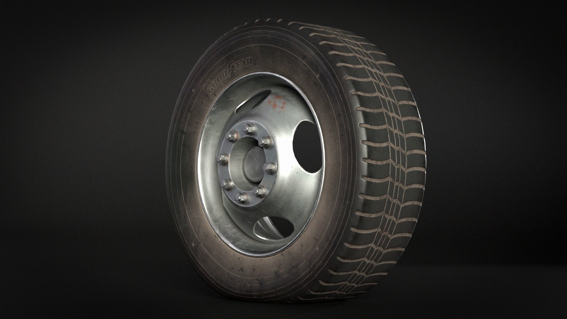 Old Wheel Low-poly 3D model_2