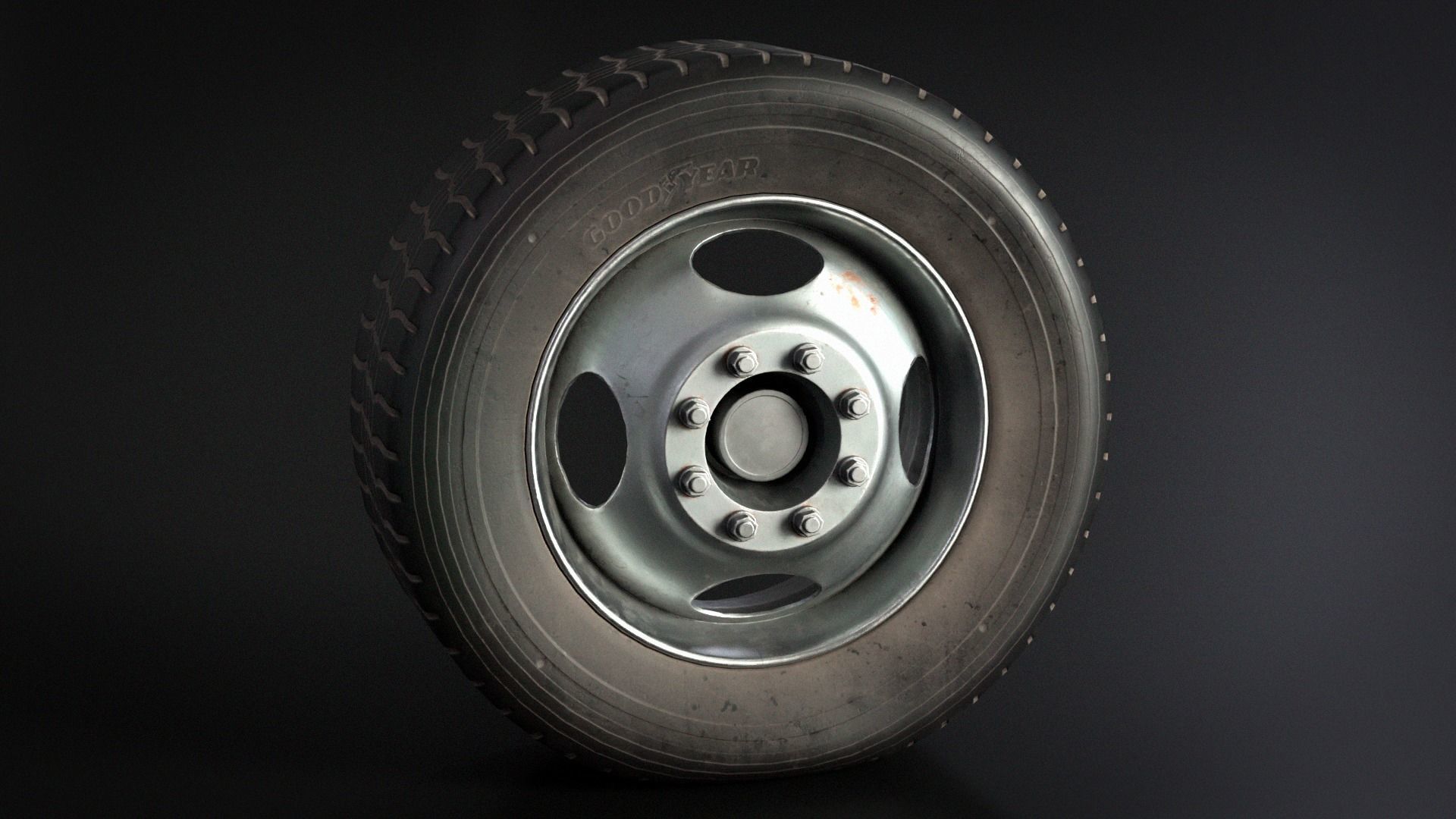 Old Wheel Low-poly 3D model_3