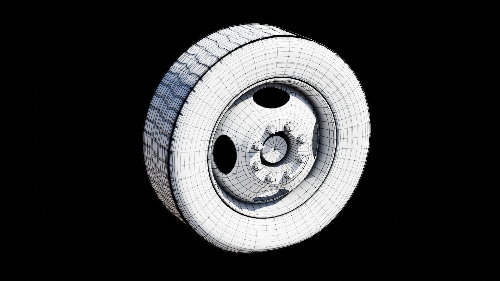 Old Wheel Low-poly 3D model_5