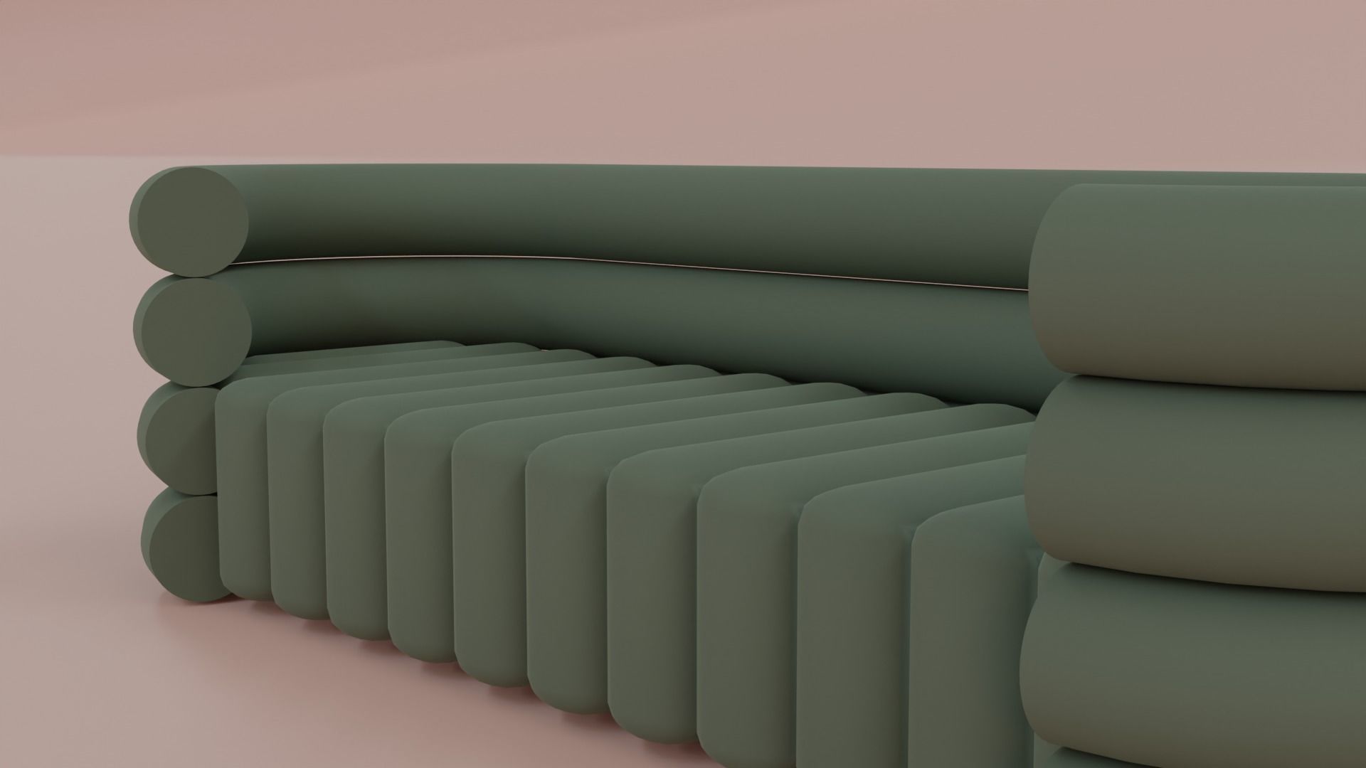 Green Low Poly Sofa Free 3D model_2