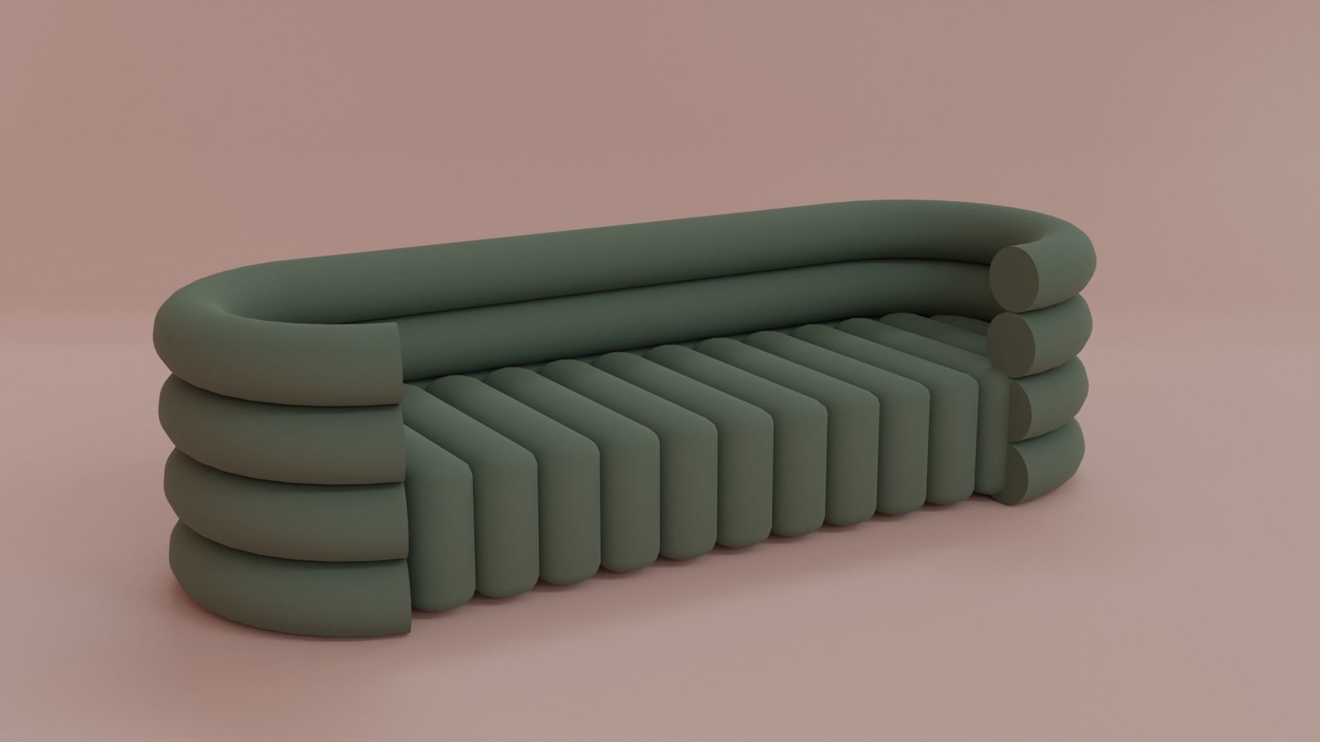Green Low Poly Sofa Free 3D model_1