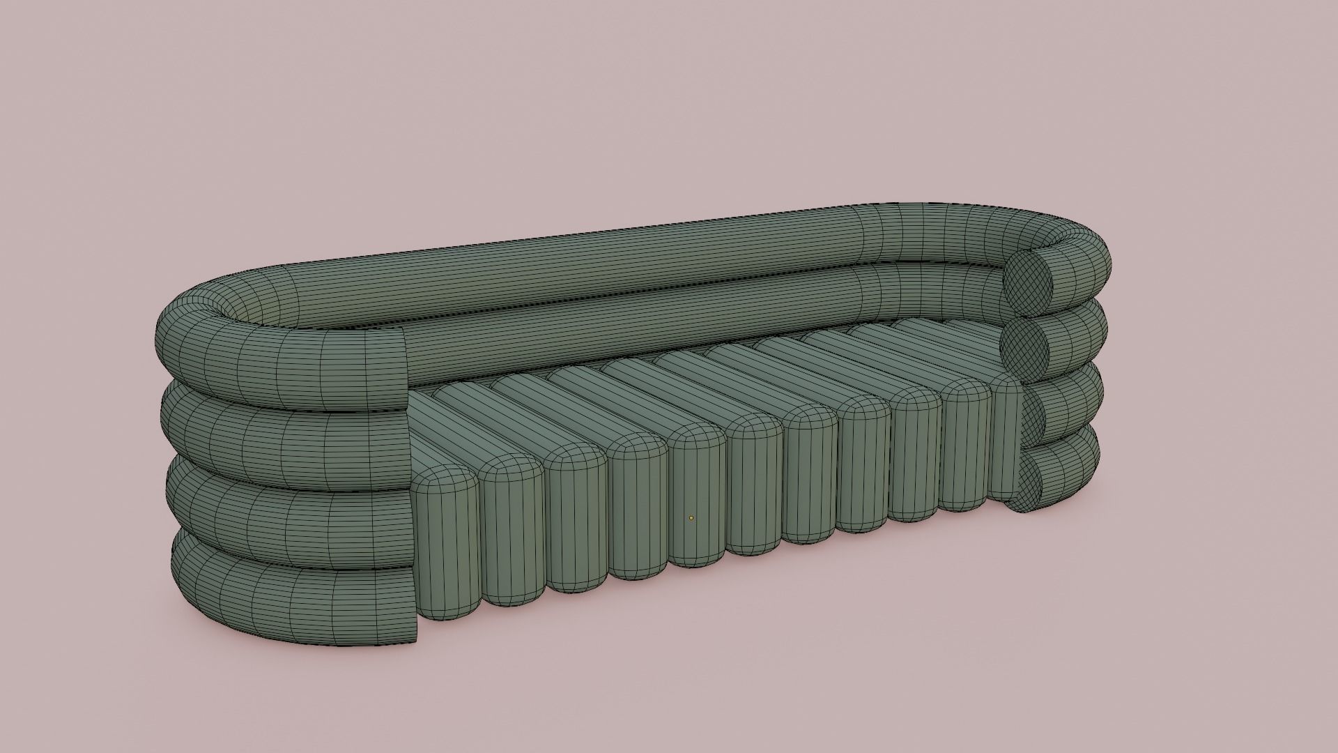 Green Low Poly Sofa Free 3D model_4