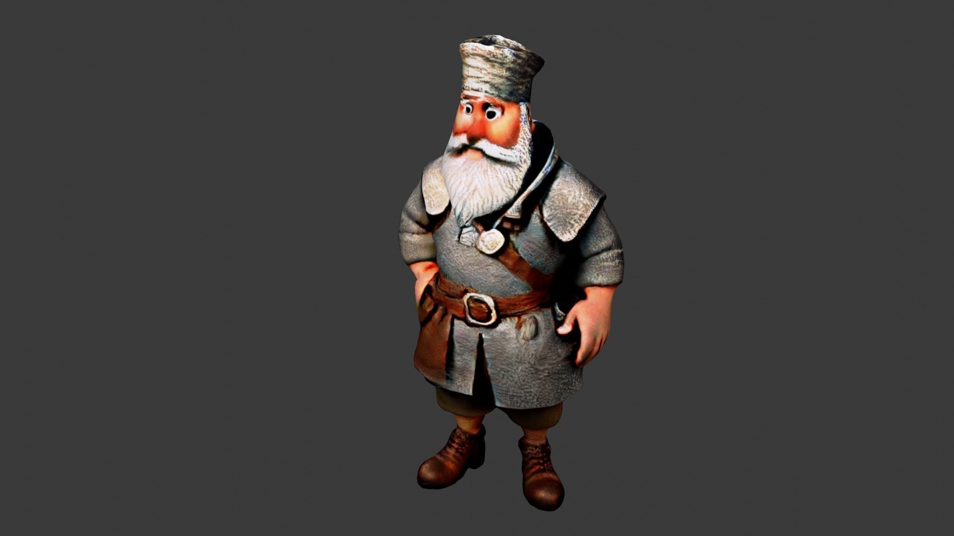 Old Poor Man Low-poly 3D model_3