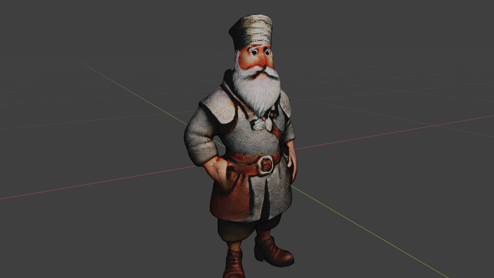 Old Poor Man Low-poly 3D model_7