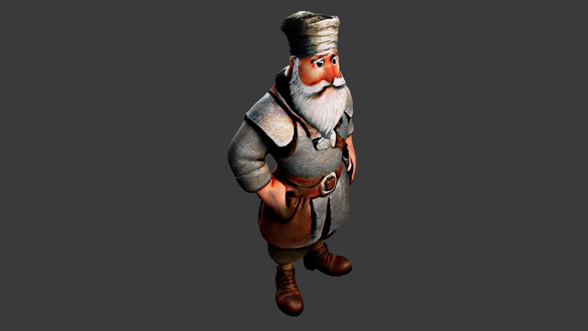Old Poor Man Low-poly 3D model_4