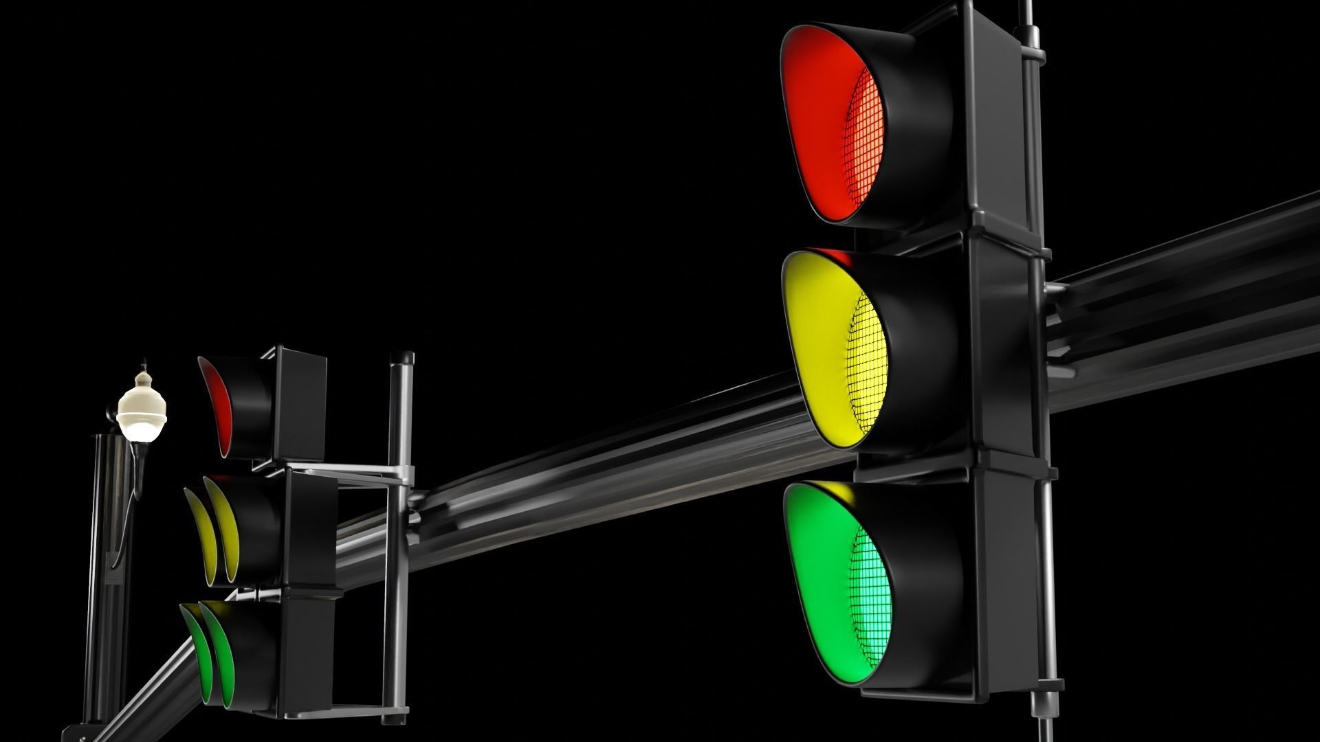City Downtown Traffic Lights and Signals PACK 1 3D model_8
