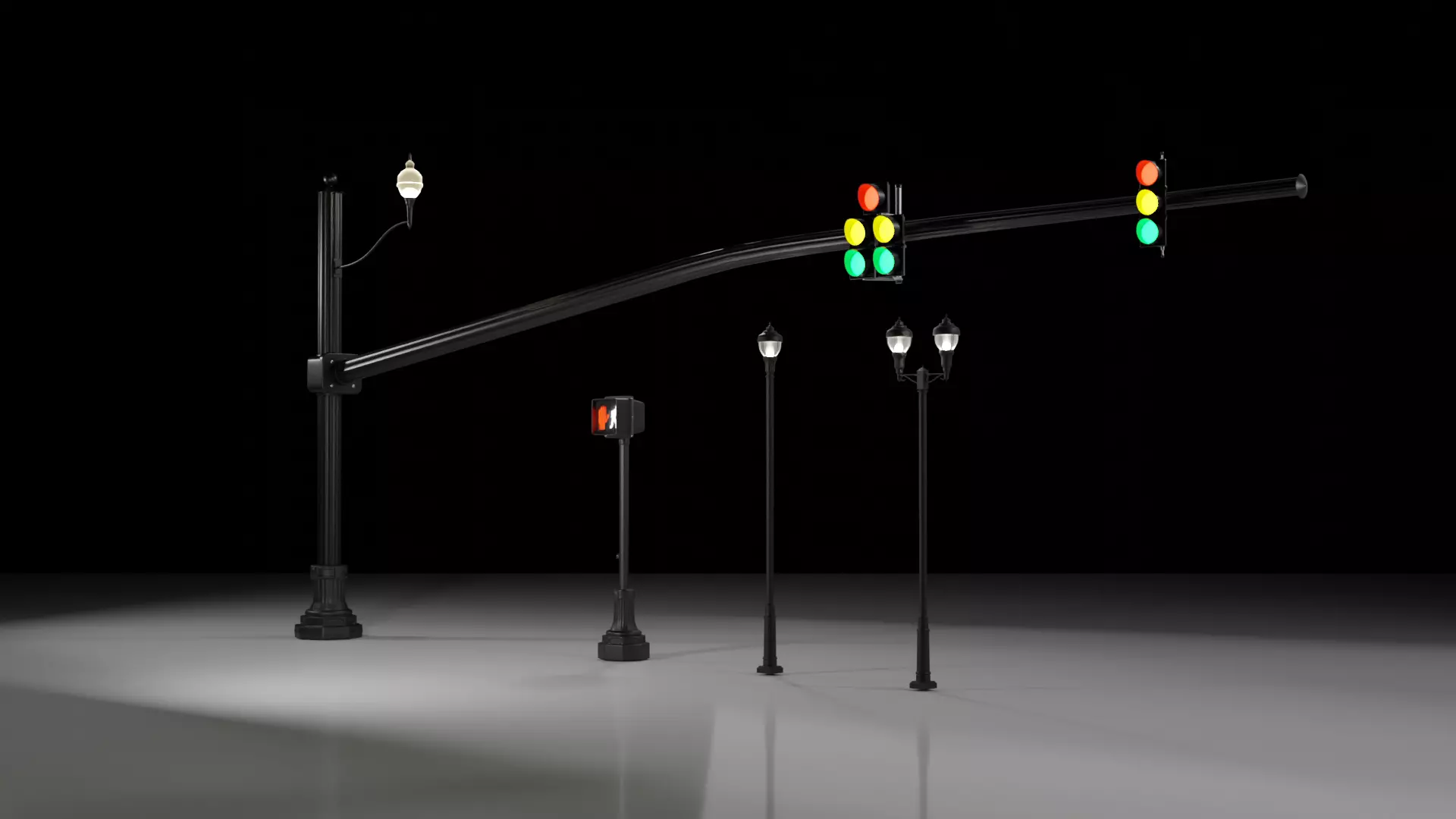 City Downtown Traffic Lights and Signals PACK 1 3D model_0