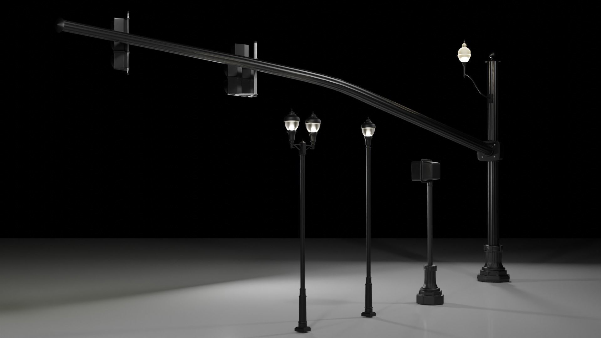 City Downtown Traffic Lights and Signals PACK 1 3D model_7