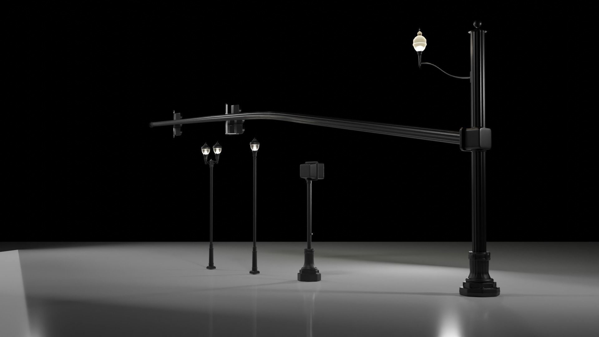 City Downtown Traffic Lights and Signals PACK 1 3D model_6