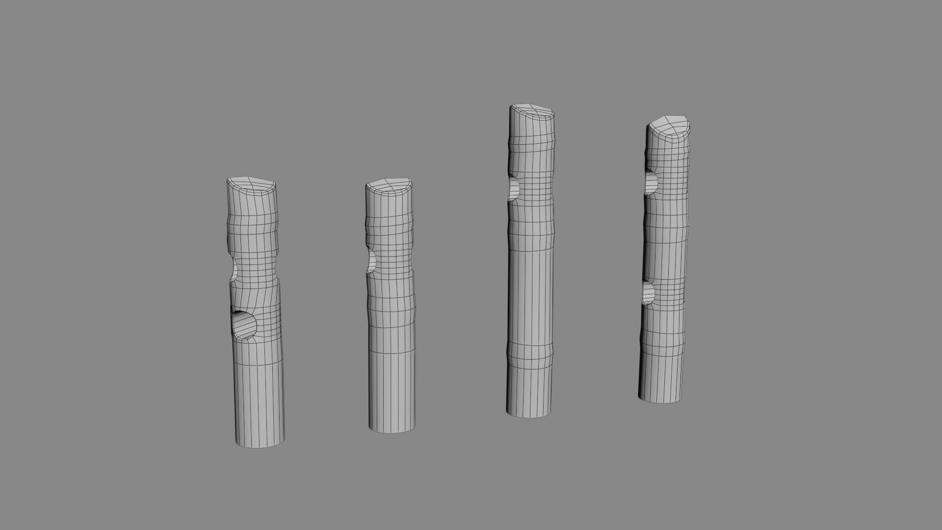 Medieval spiky tree trunk barricade Low-poly 3D model_45