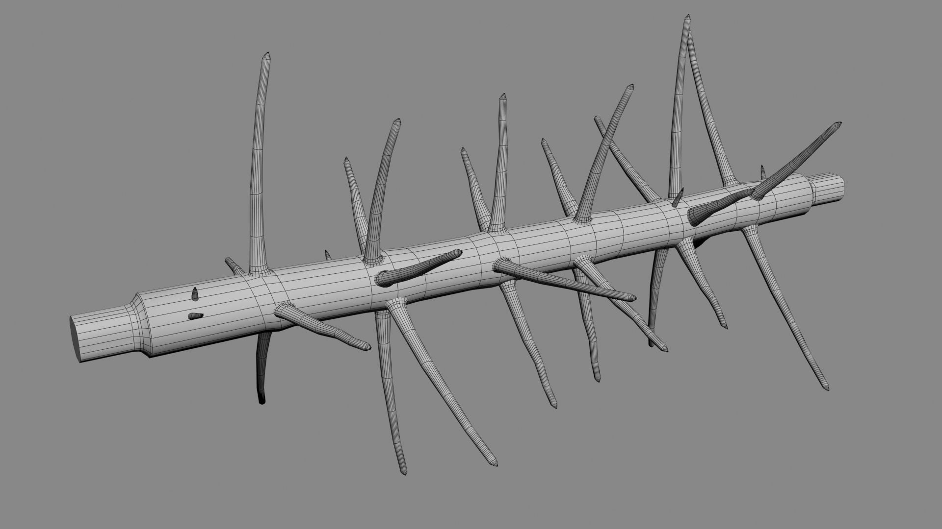 Medieval spiky tree trunk barricade Low-poly 3D model_48