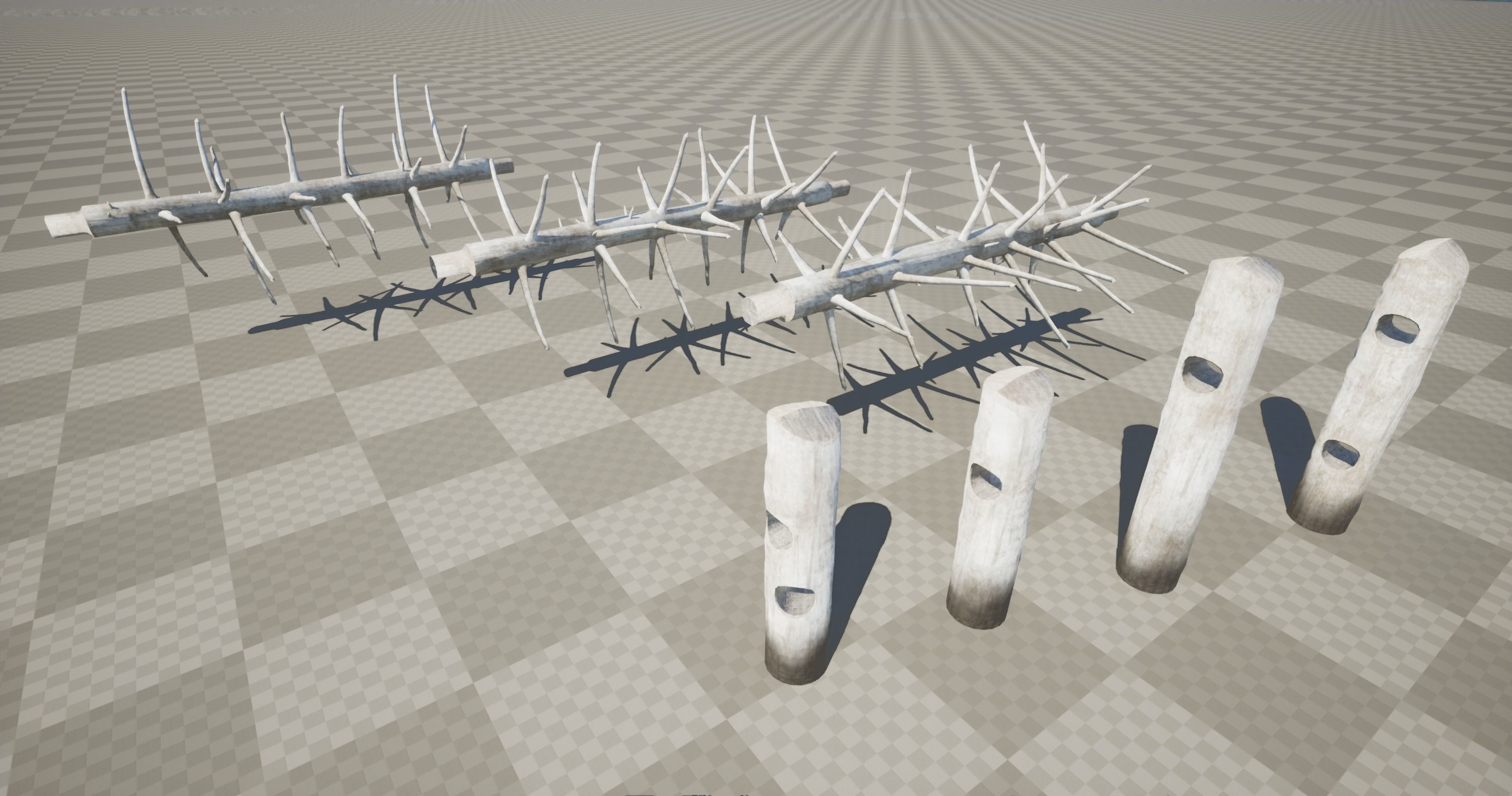 Medieval spiky tree trunk barricade Low-poly 3D model_21