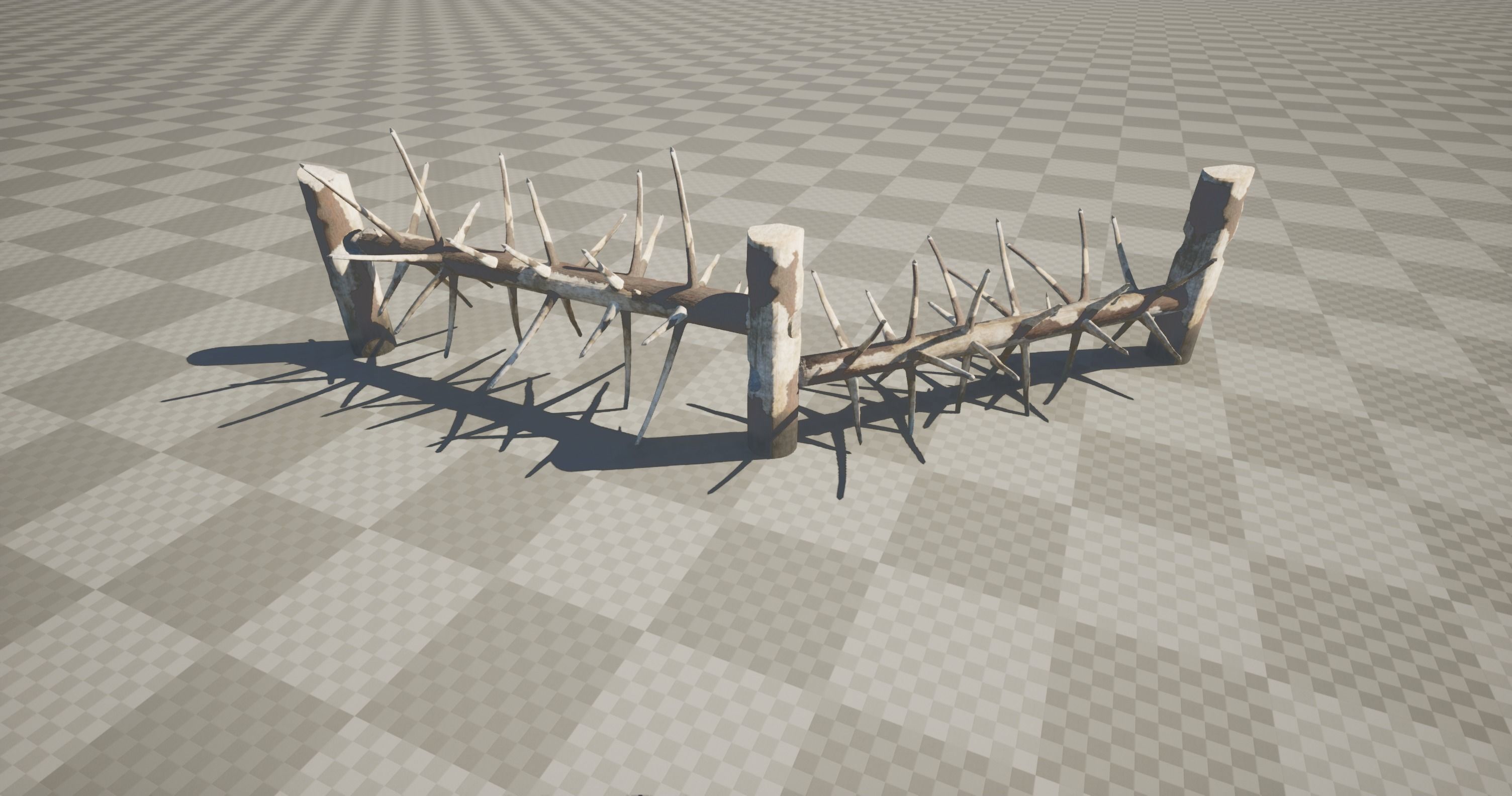 Medieval spiky tree trunk barricade Low-poly 3D model_34