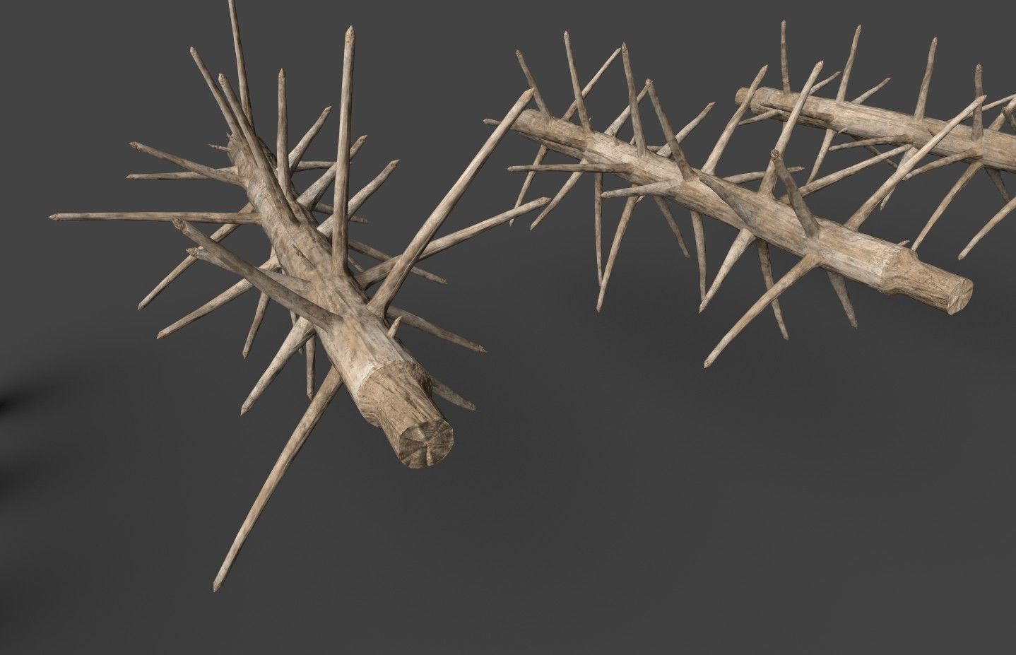Medieval spiky tree trunk barricade Low-poly 3D model_43