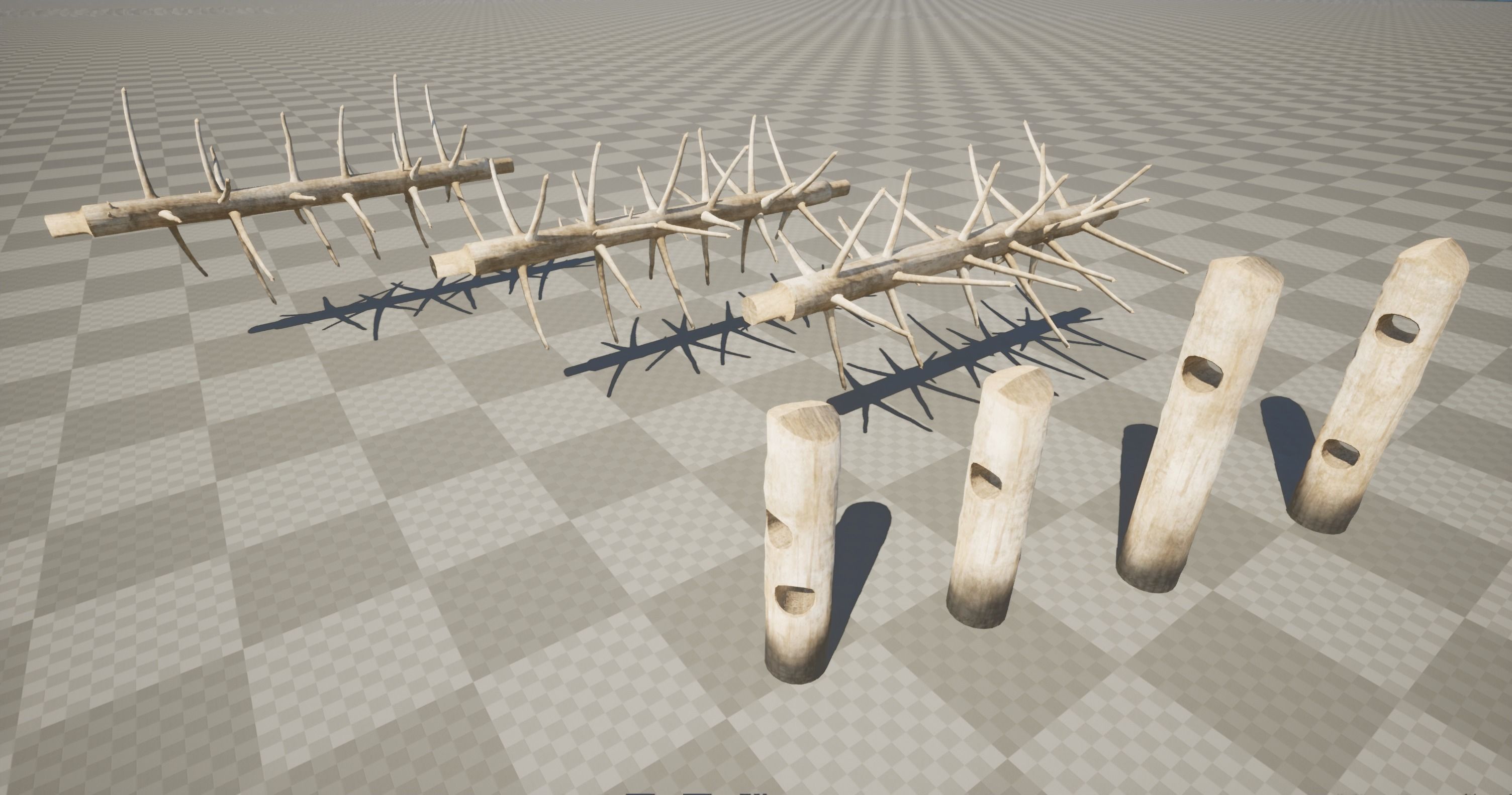 Medieval spiky tree trunk barricade Low-poly 3D model_19