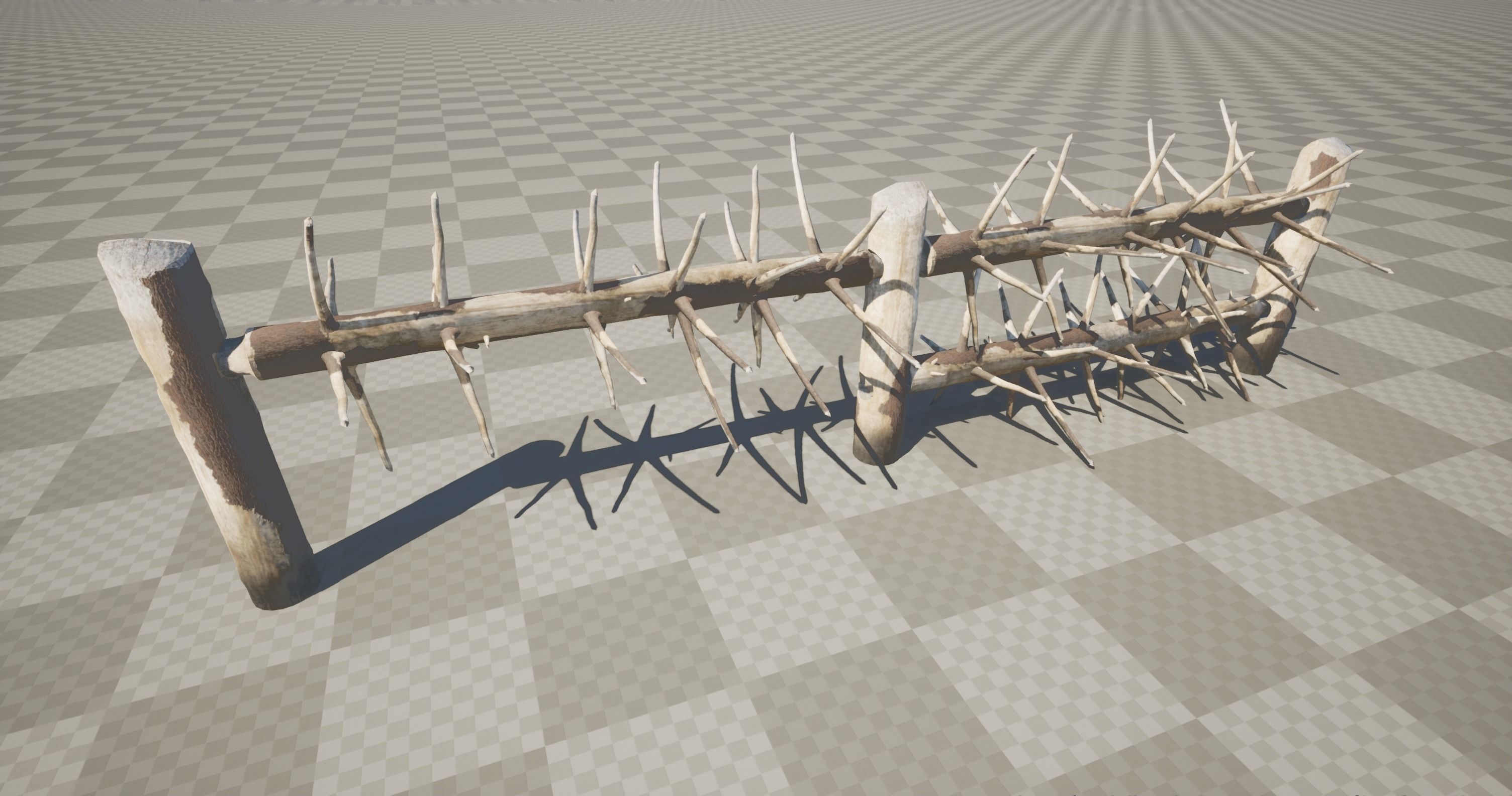 Medieval spiky tree trunk barricade Low-poly 3D model_32