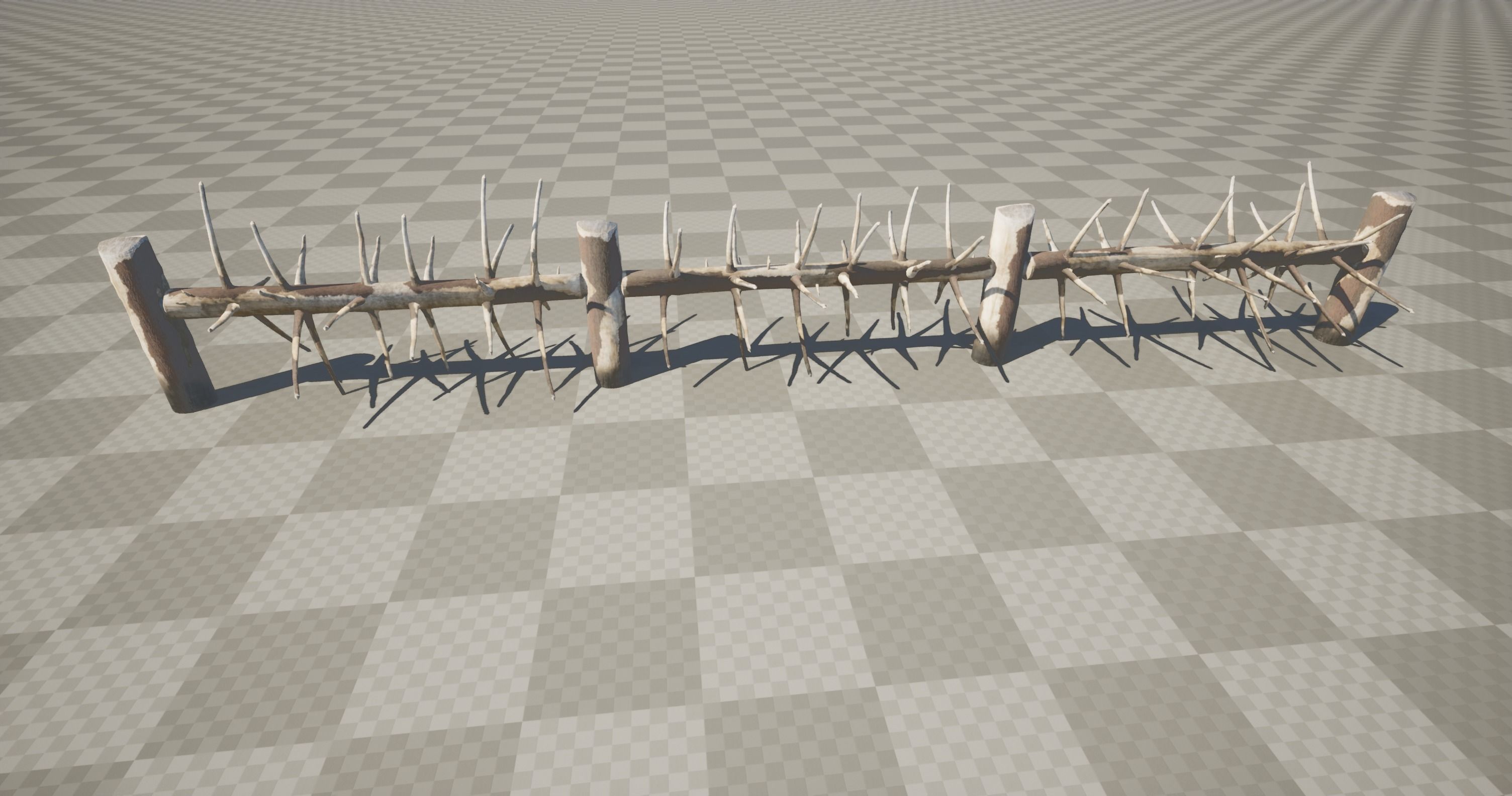 Medieval spiky tree trunk barricade Low-poly 3D model_33