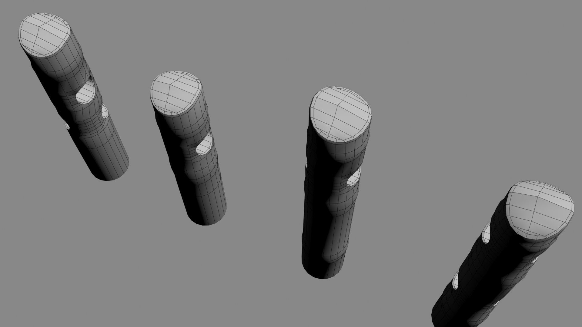 Medieval spiky tree trunk barricade Low-poly 3D model_47