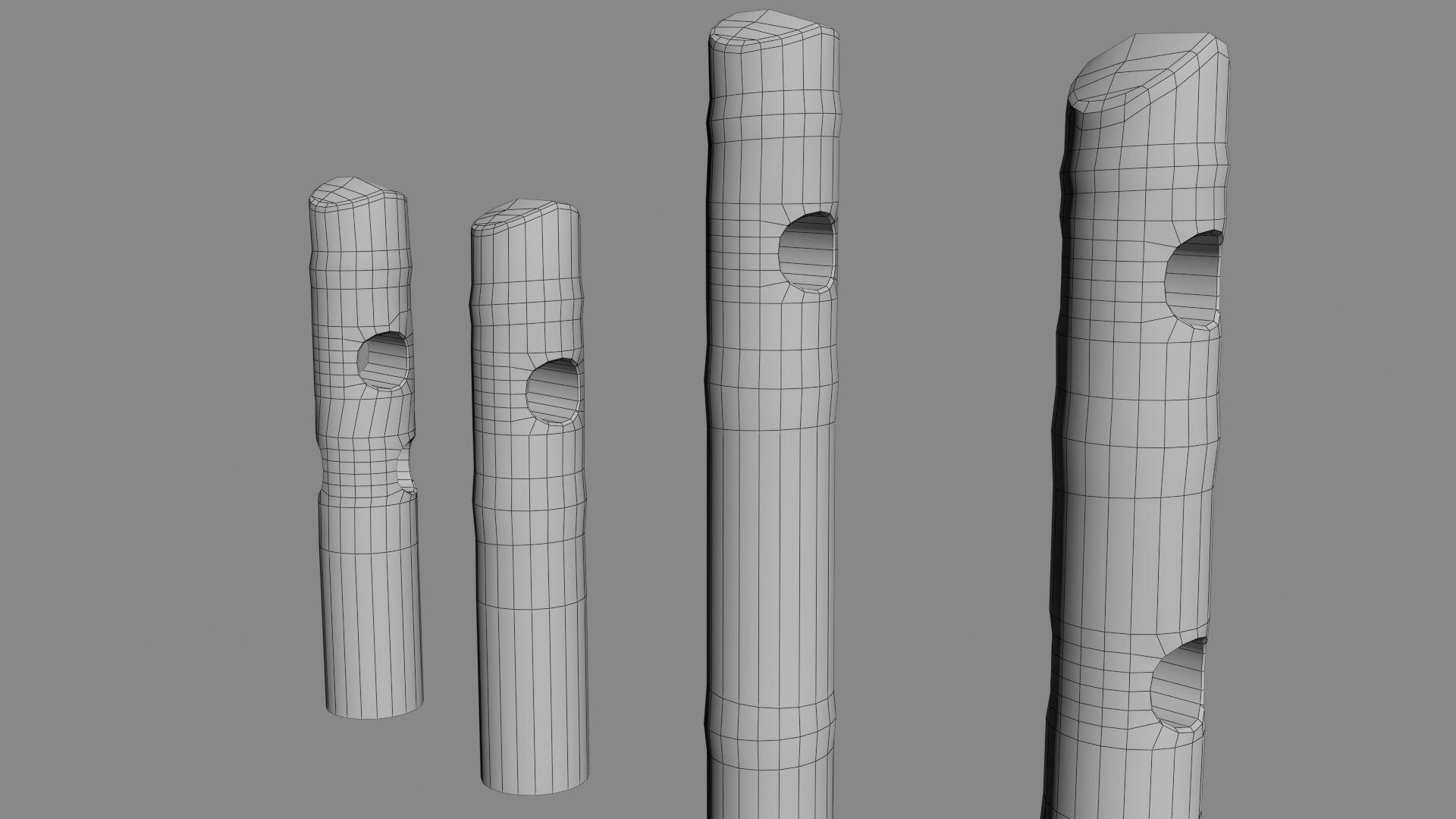 Medieval spiky tree trunk barricade Low-poly 3D model_46