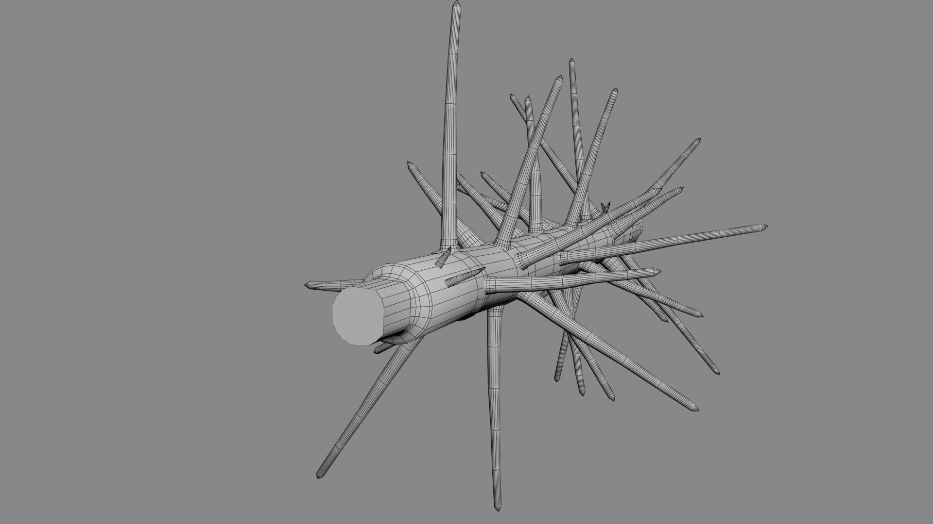 Medieval spiky tree trunk barricade Low-poly 3D model_49