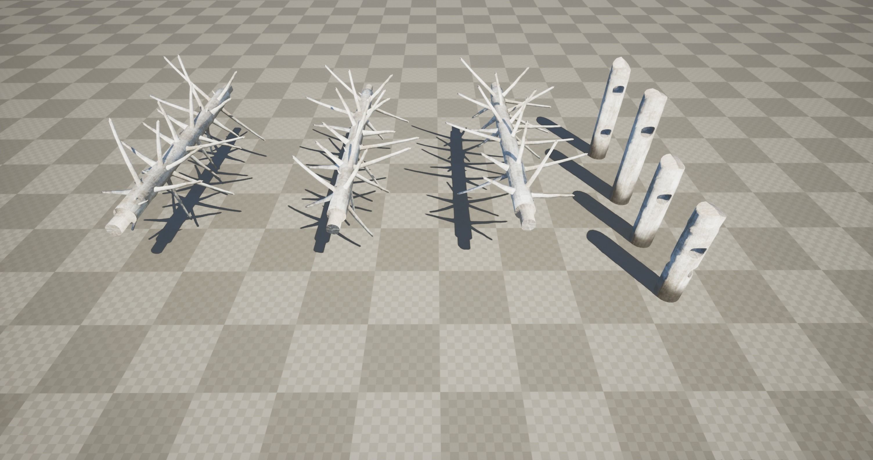 Medieval spiky tree trunk barricade Low-poly 3D model_20