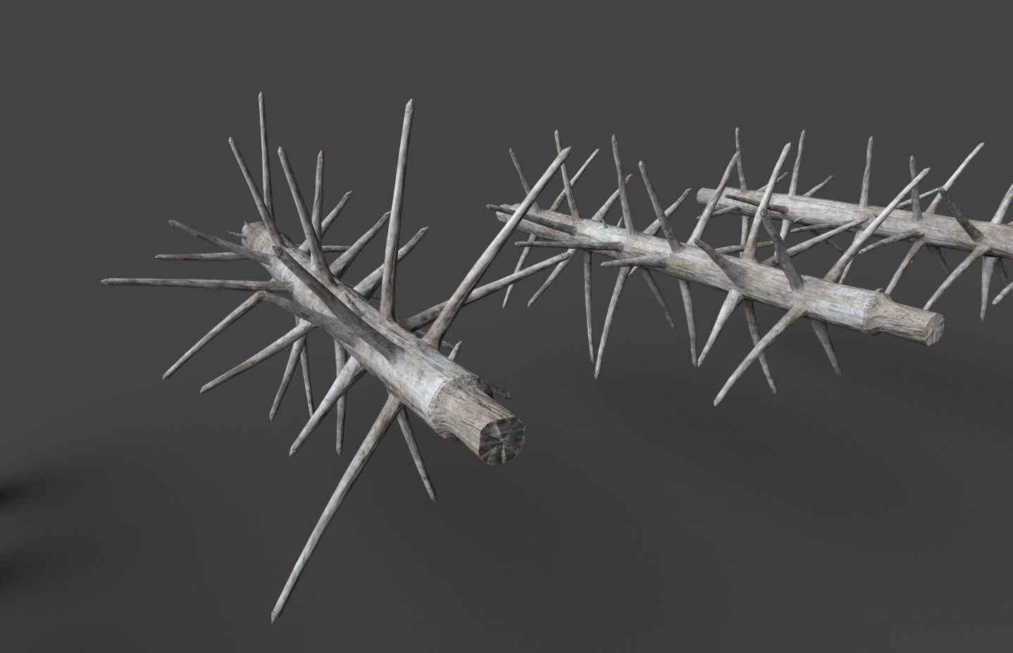 Medieval spiky tree trunk barricade Low-poly 3D model_38