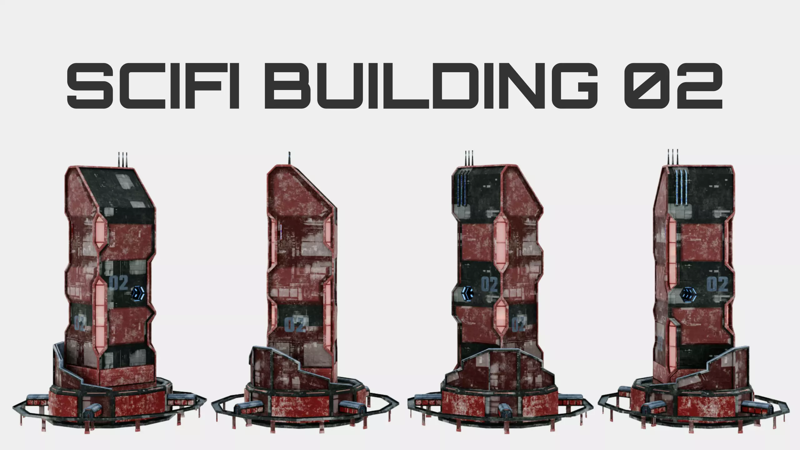 SciFi Cyberpunk Building 02 Low-poly 3D model_0