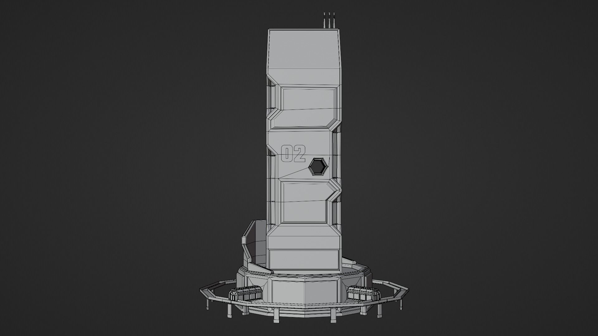 SciFi Cyberpunk Building 02 Low-poly 3D model_5