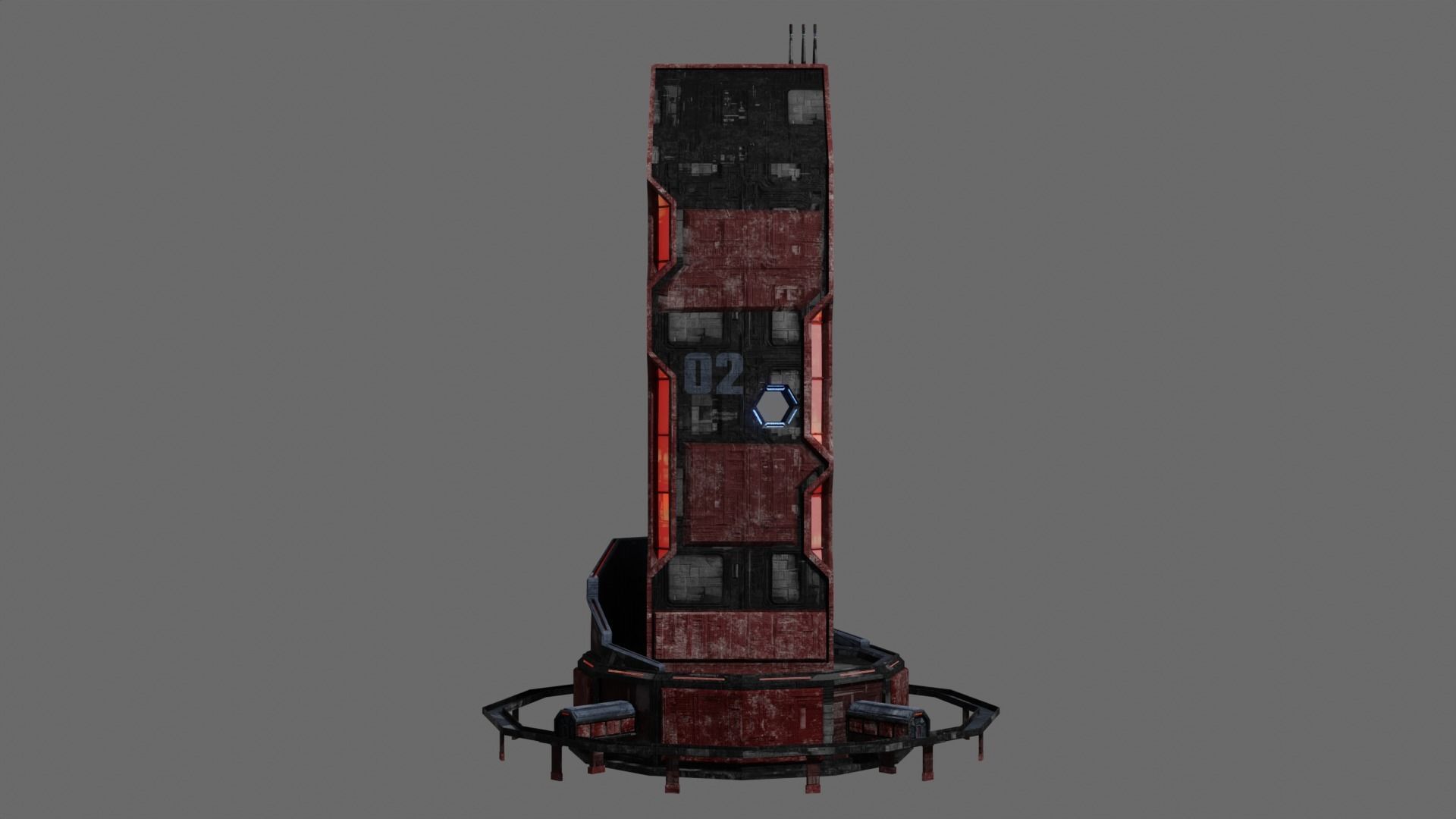 SciFi Cyberpunk Building 02 Low-poly 3D model_3