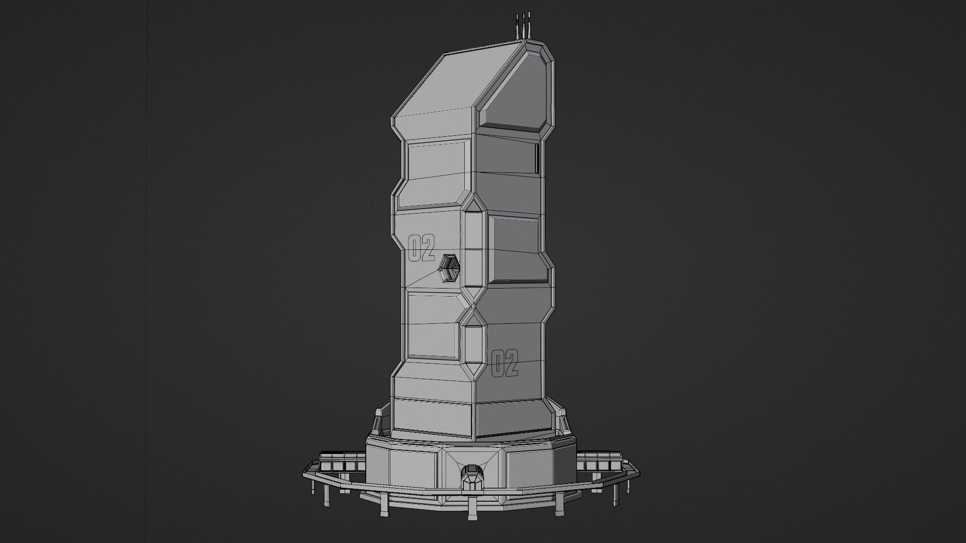 SciFi Cyberpunk Building 02 Low-poly 3D model_6