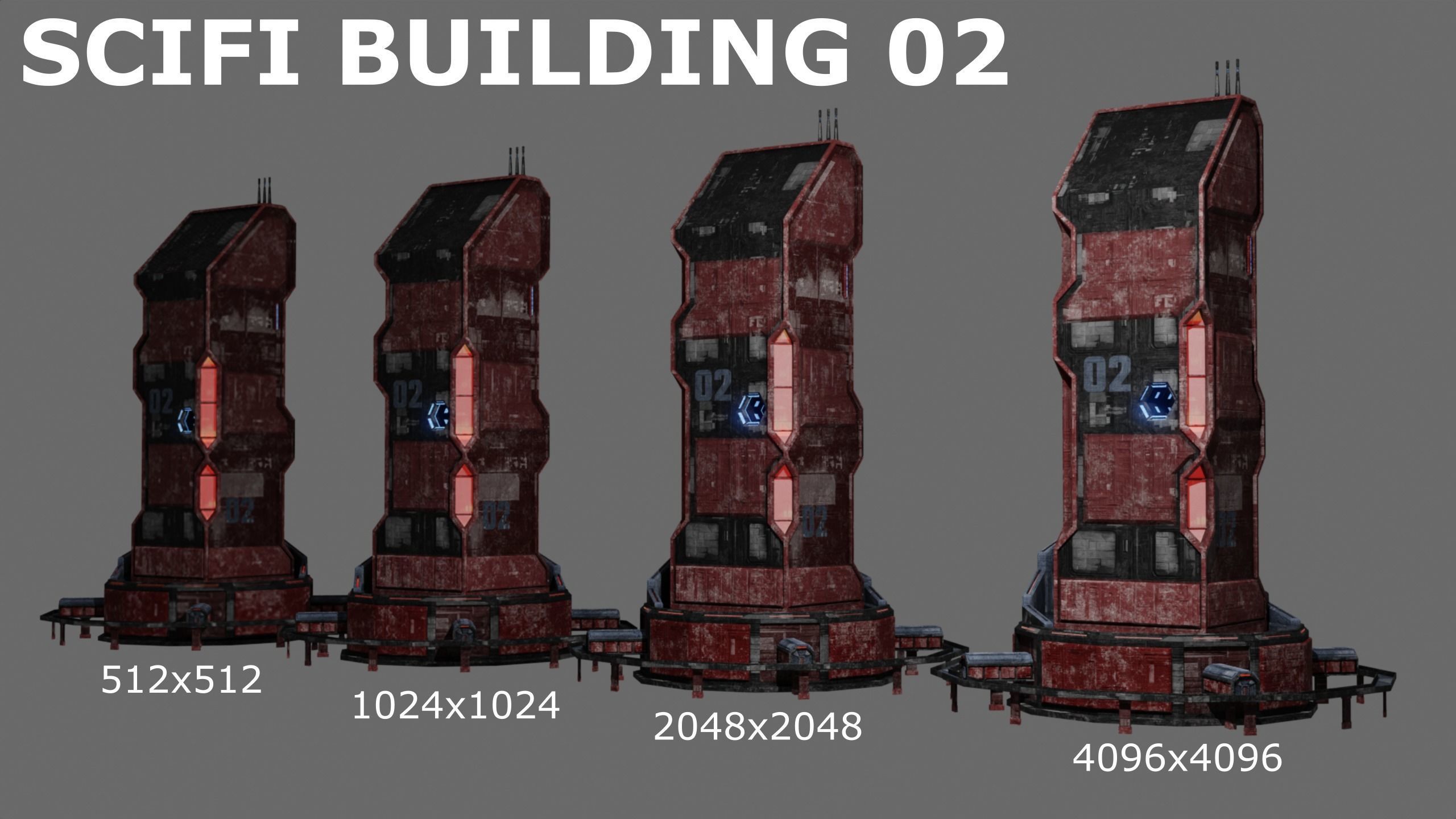 SciFi Cyberpunk Building 02 Low-poly 3D model_1