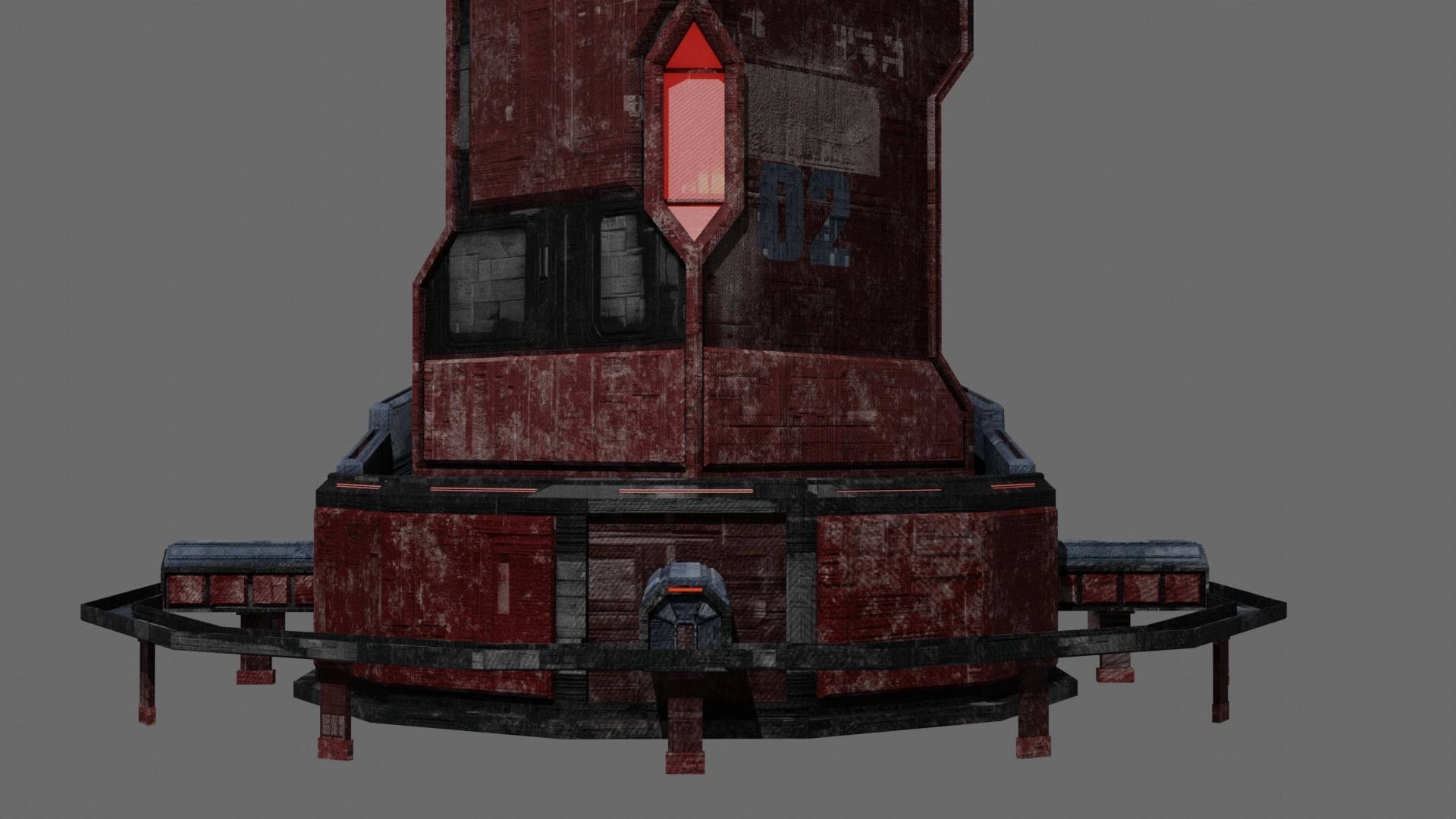 SciFi Cyberpunk Building 02 Low-poly 3D model_8