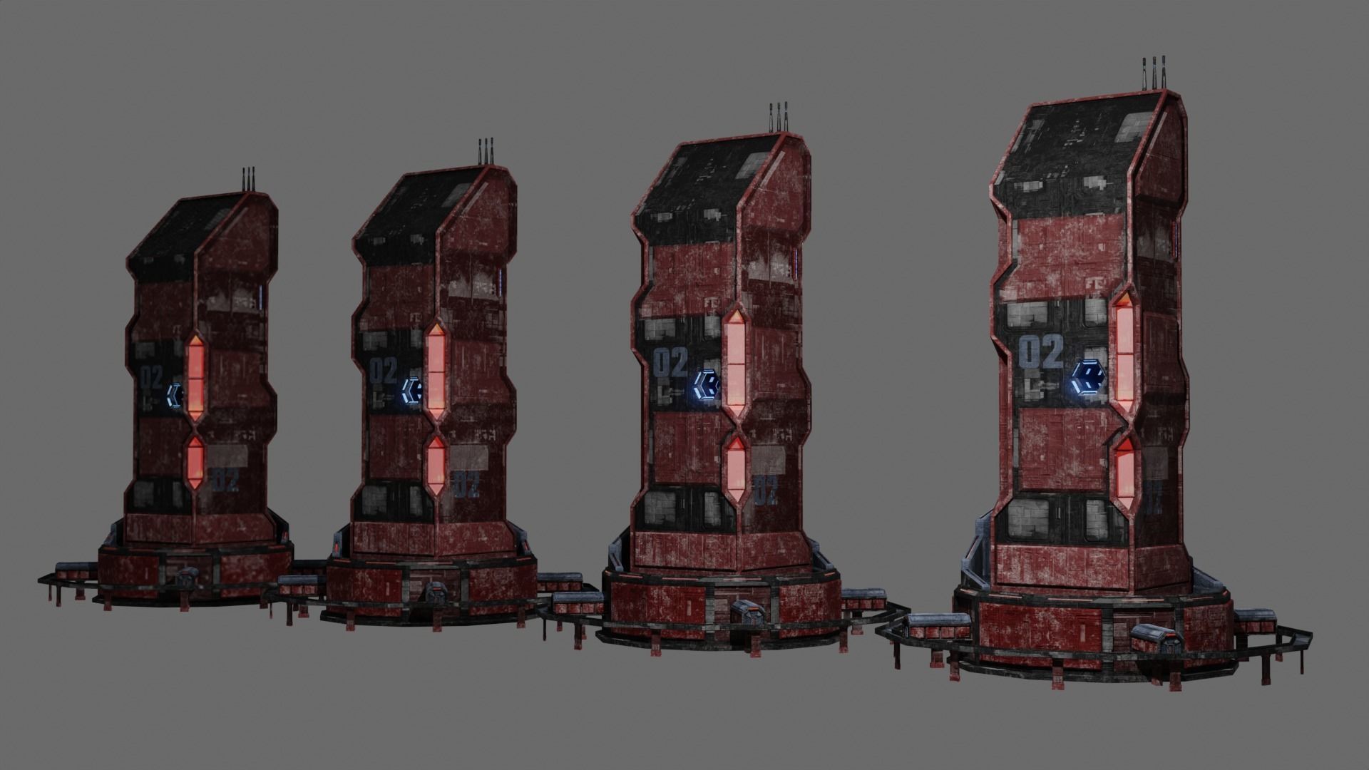 SciFi Cyberpunk Building 02 Low-poly 3D model_2