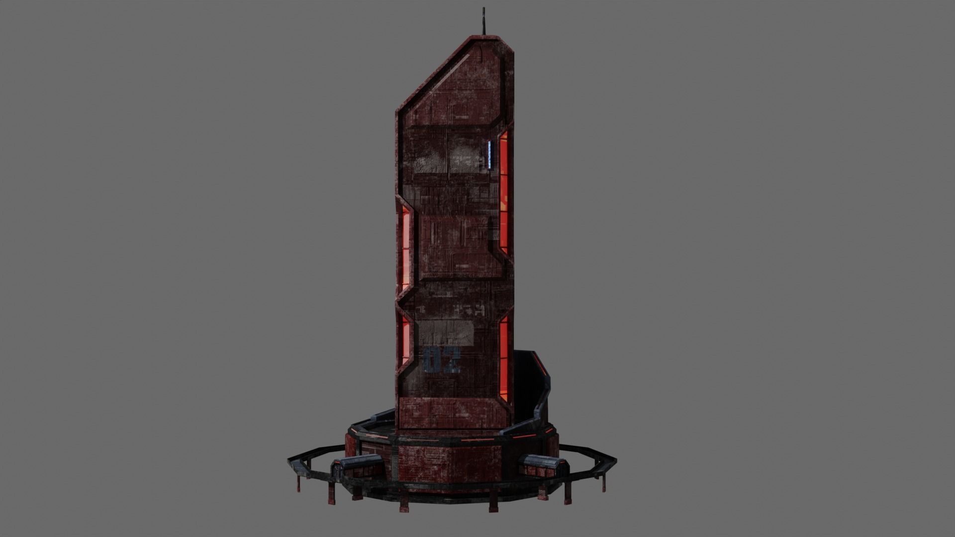 SciFi Cyberpunk Building 02 Low-poly 3D model_4