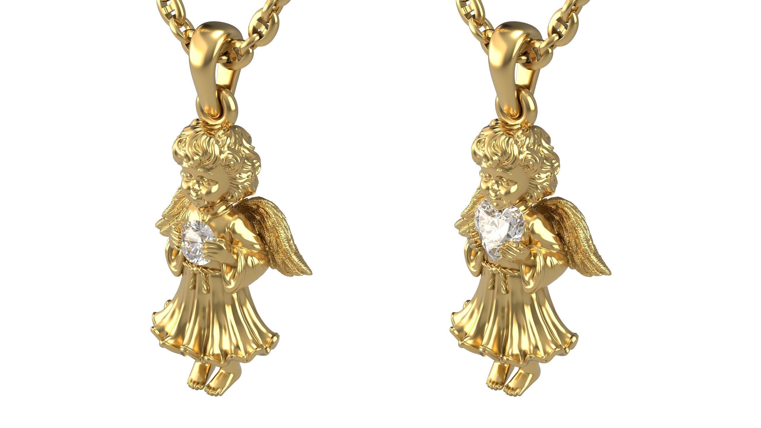 Angel Pendant With Gem 3D print model_6