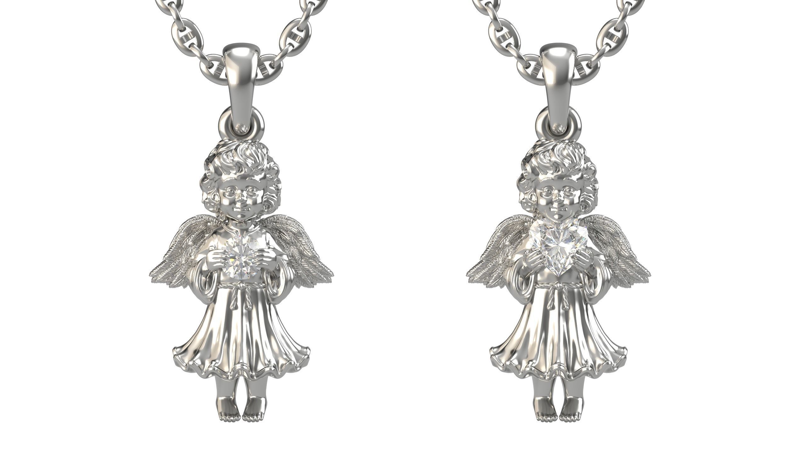 Angel Pendant With Gem 3D print model_4