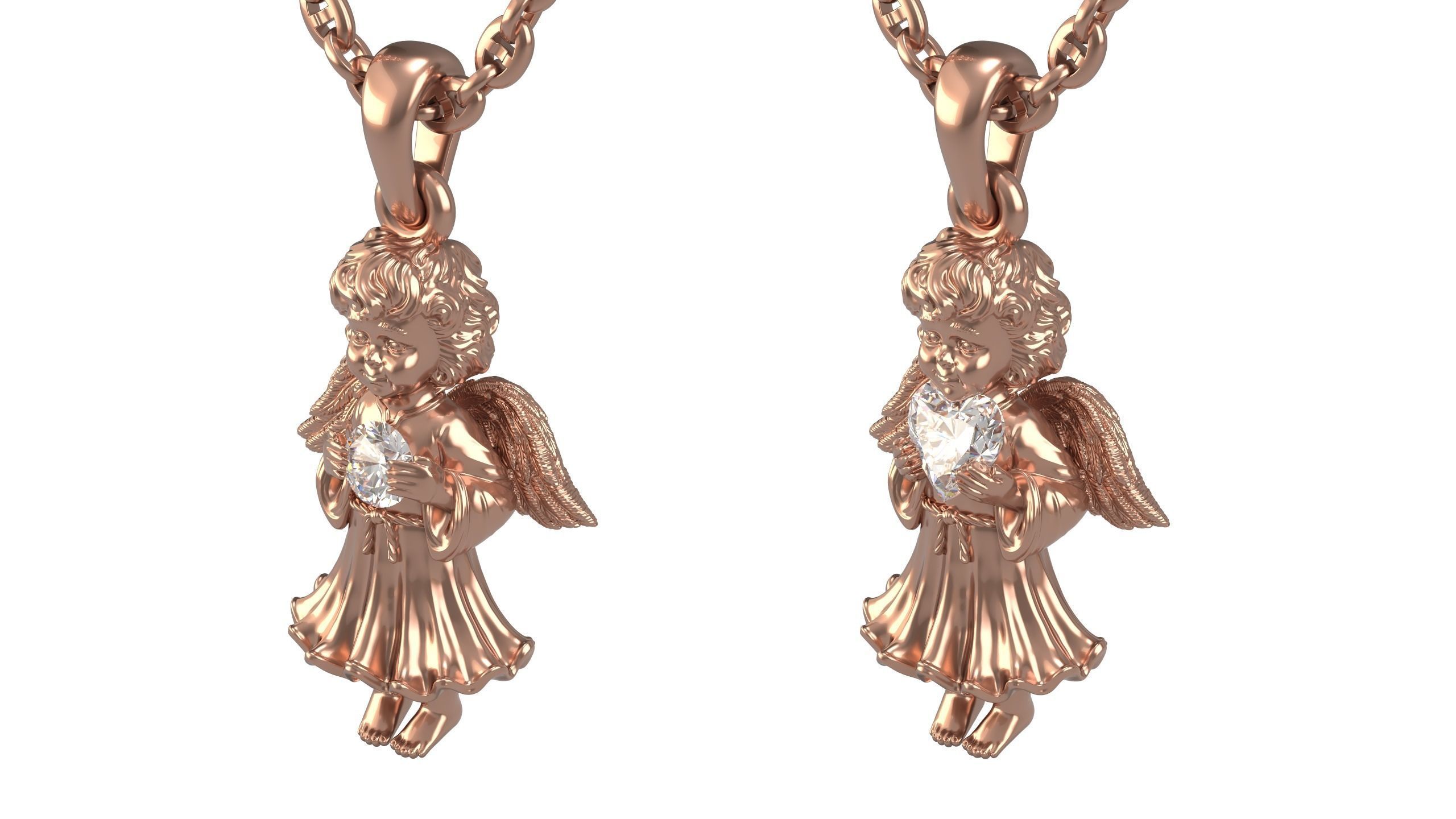 Angel Pendant With Gem 3D print model_8