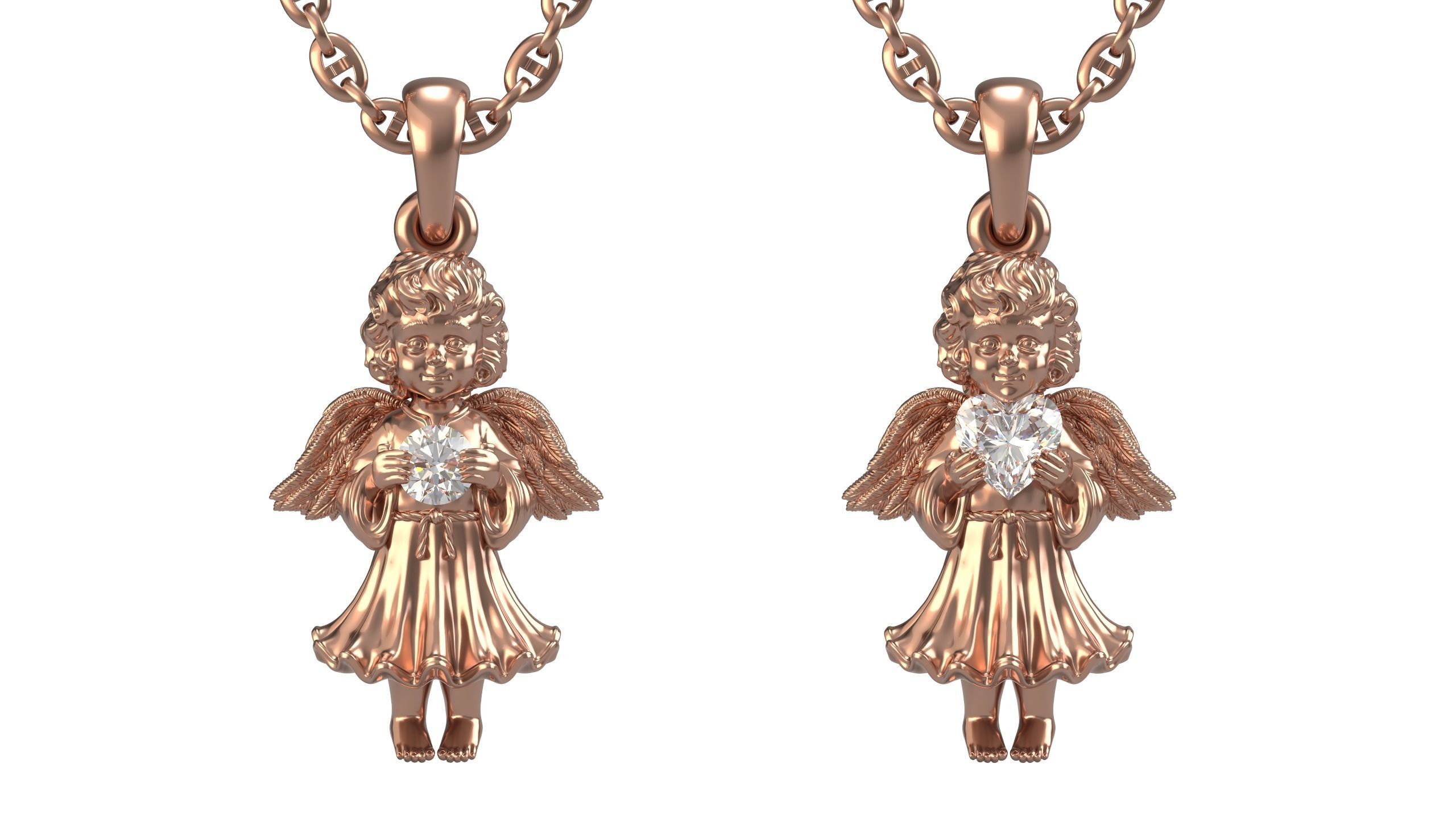 Angel Pendant With Gem 3D print model_5