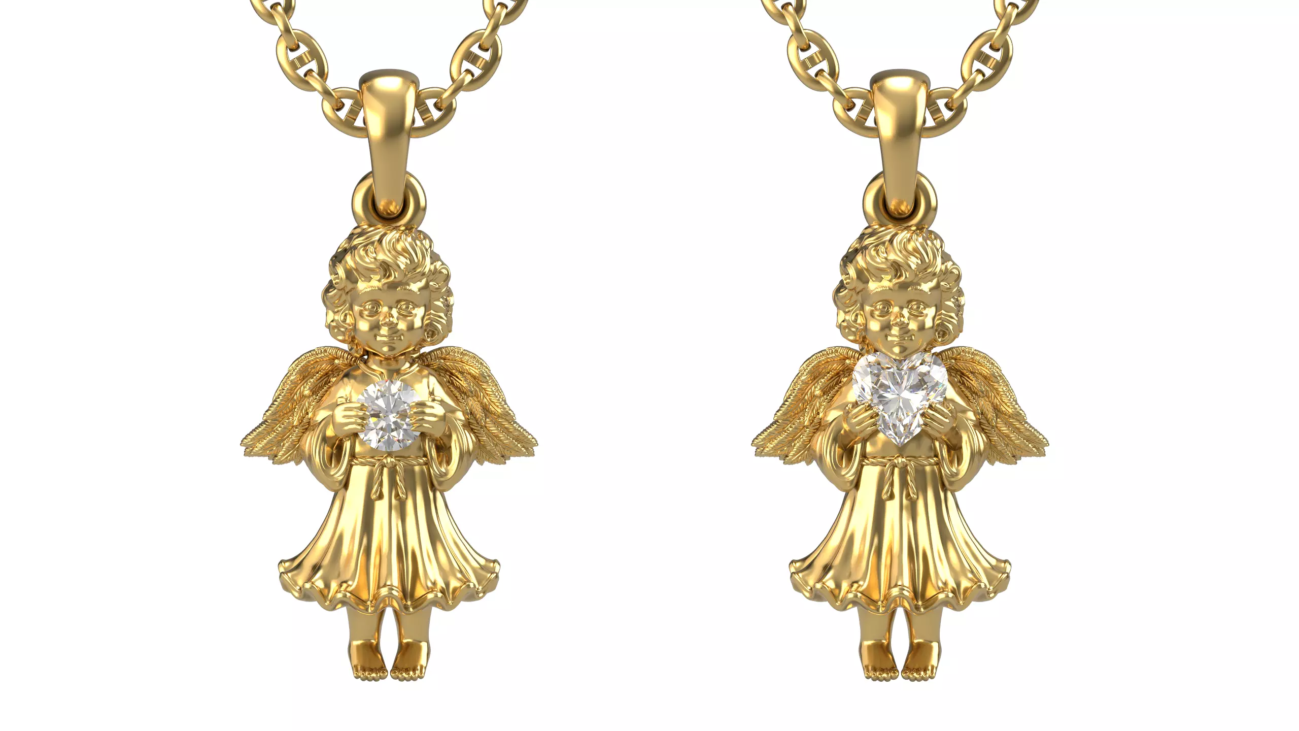 Angel Pendant With Gem 3D print model_0