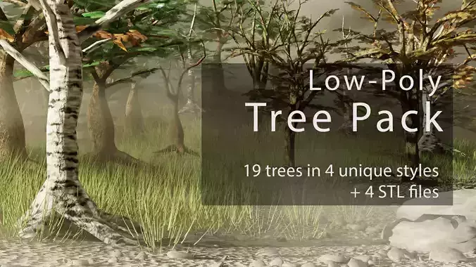 Low Poly Tree Pack Low-poly 3D model