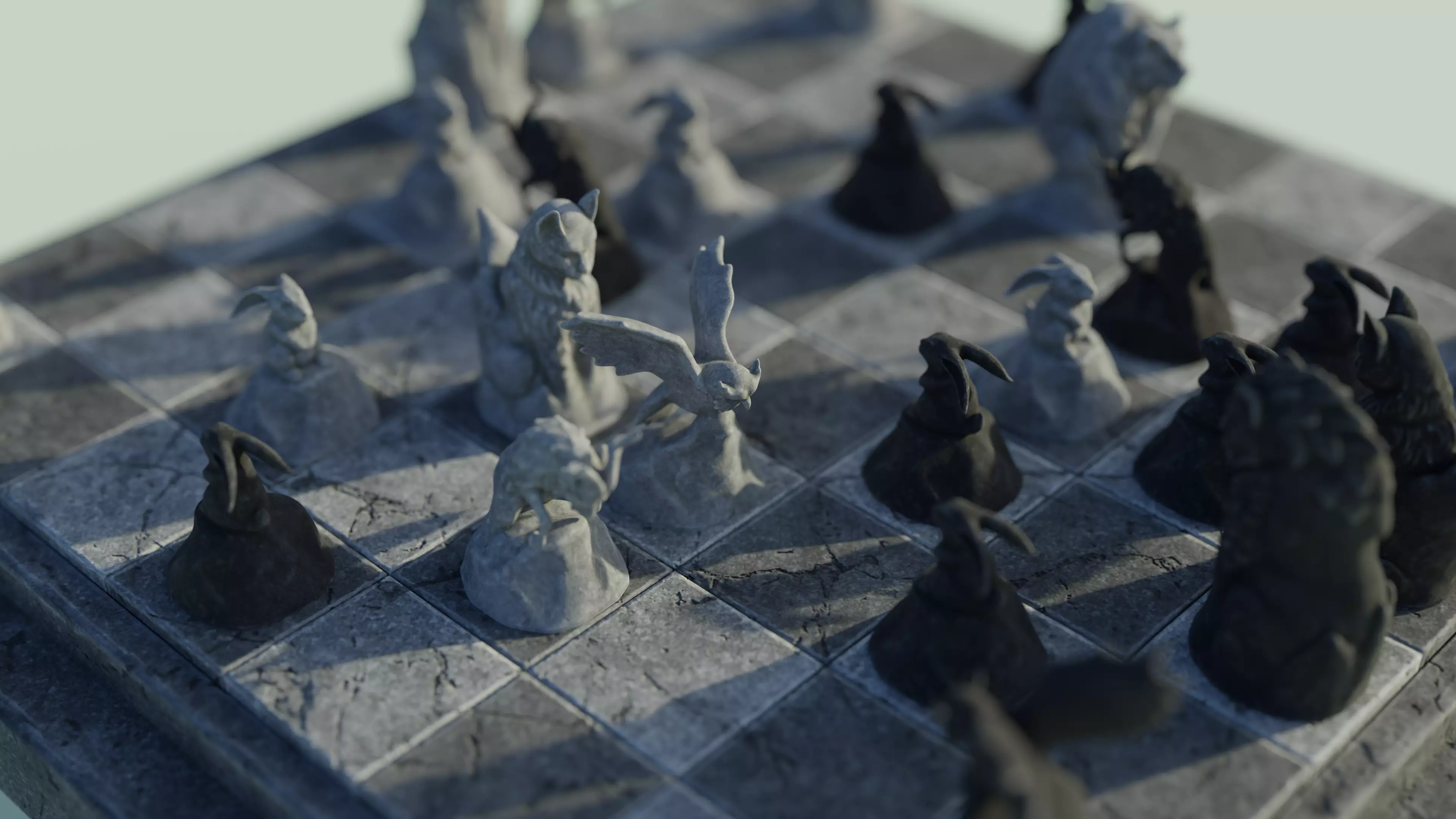 Animal chess set lowpoly gameready Low-poly 3D model