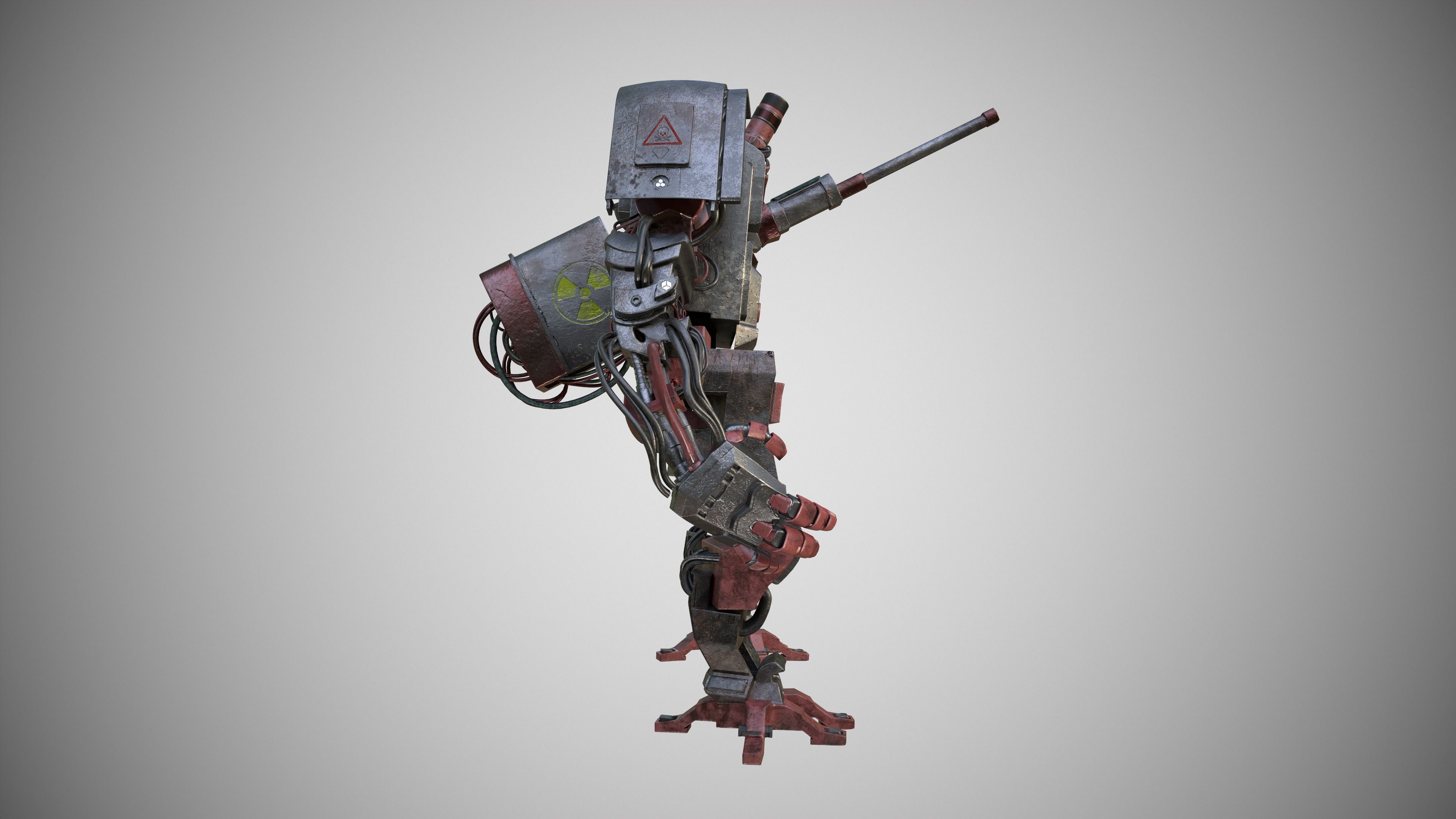 war armor robot Low-poly 3D model_1