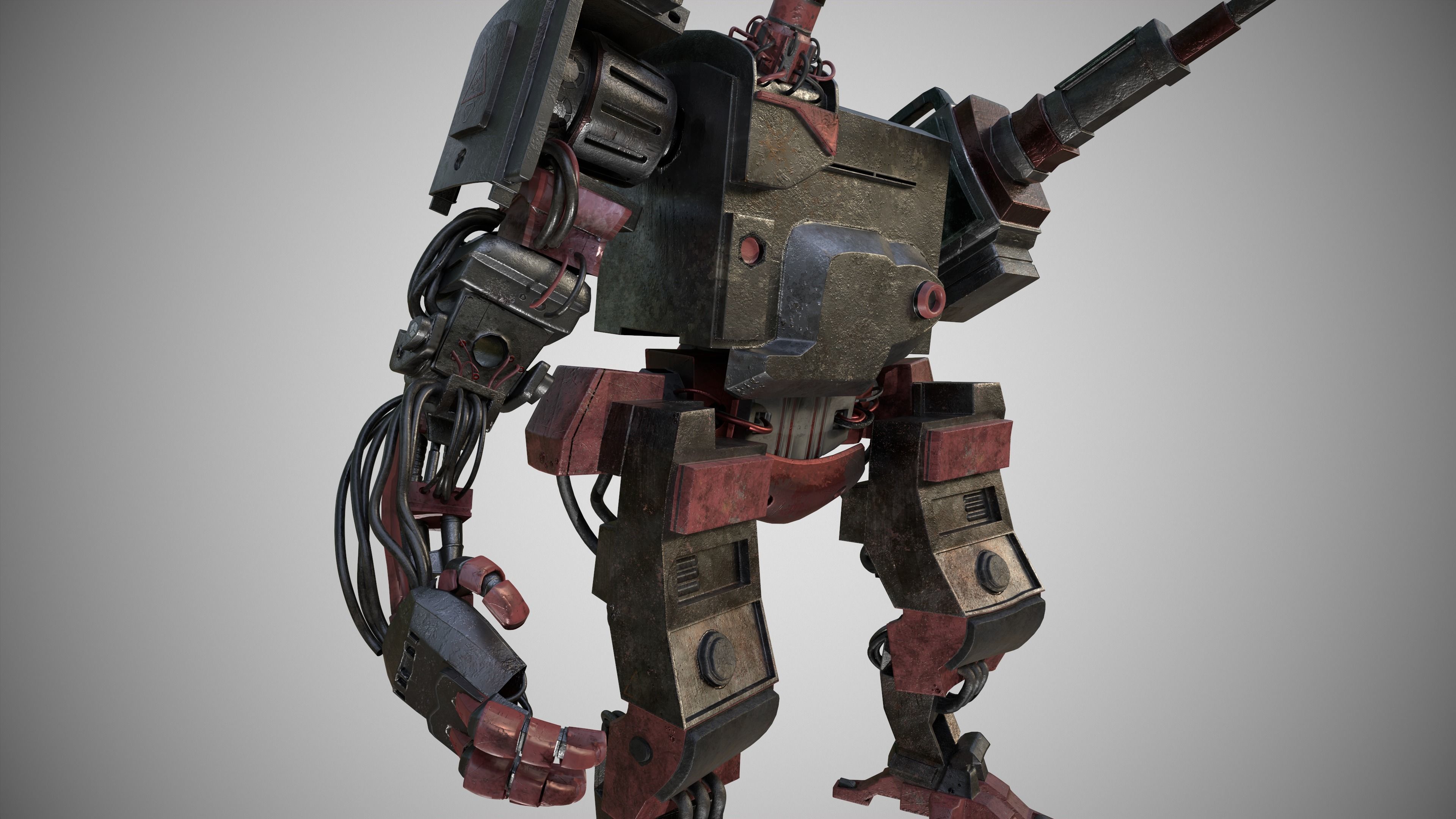 war armor robot Low-poly 3D model_8