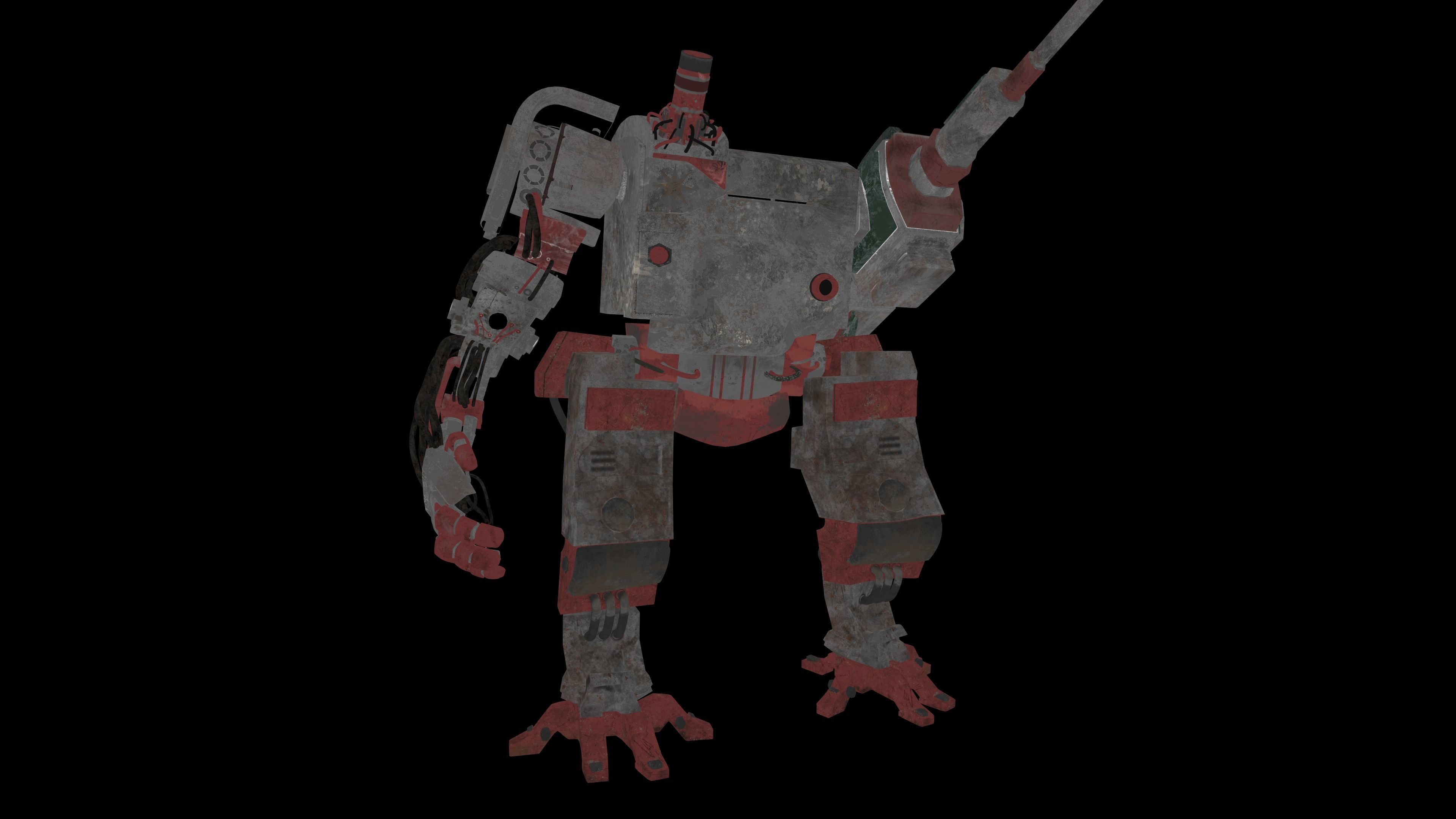 war armor robot Low-poly 3D model_14