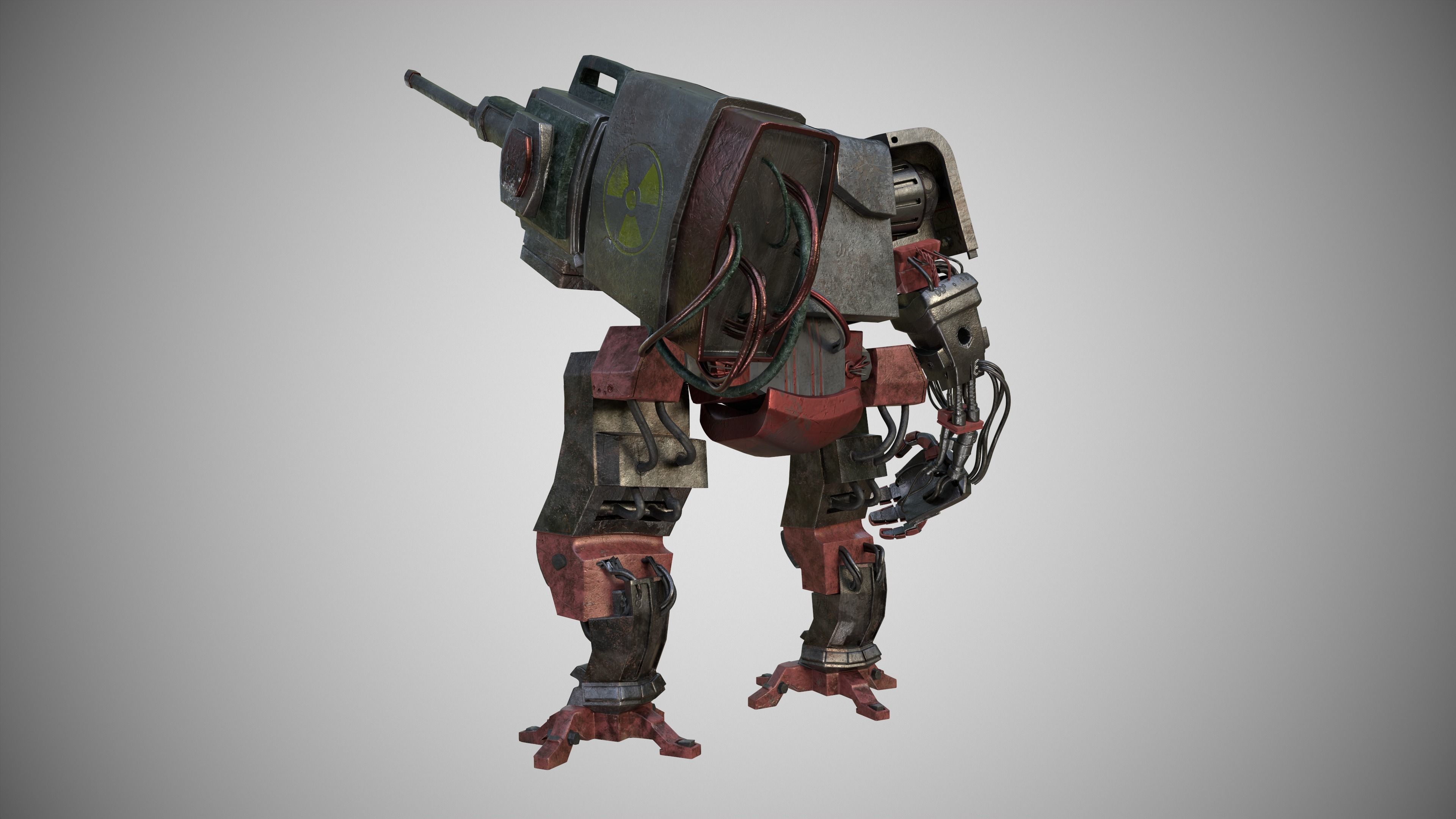 war armor robot Low-poly 3D model_2