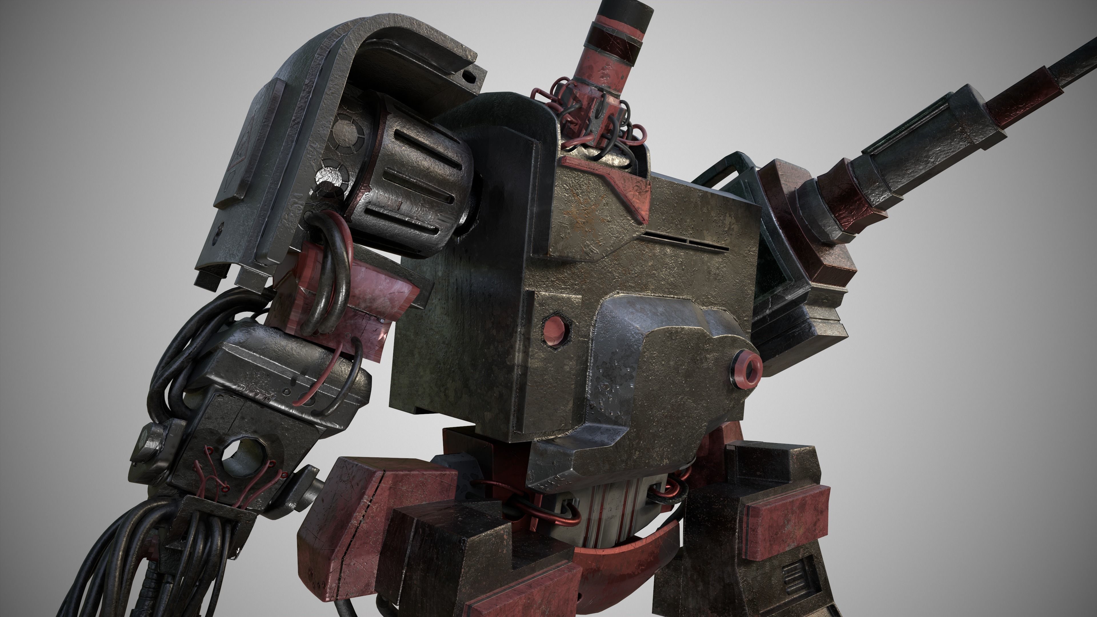 war armor robot Low-poly 3D model_10